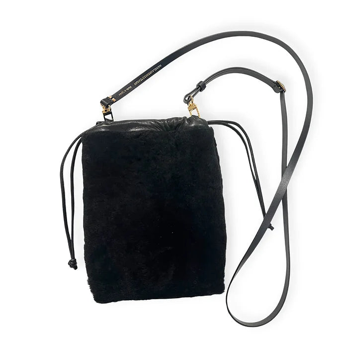 Drawstring Pocket - Micro String - Black wool skin