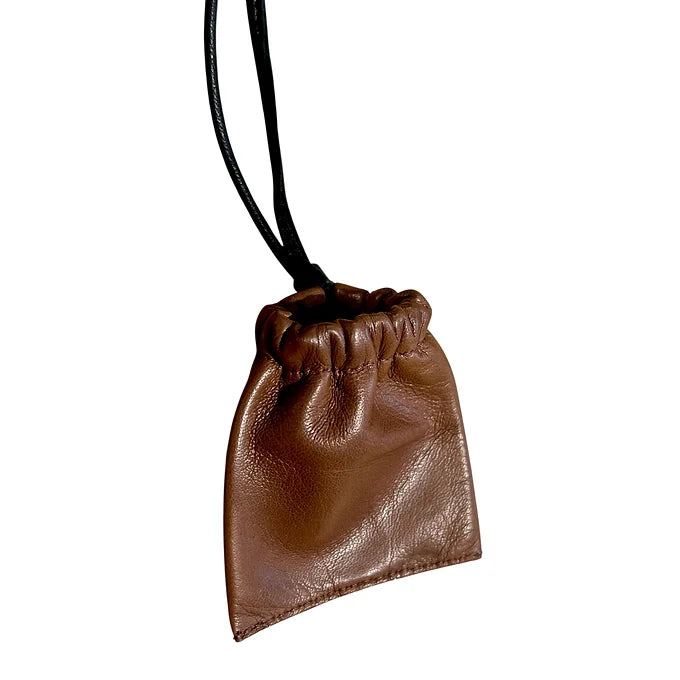 Pochette à lien de serrage - String mini - Cognac