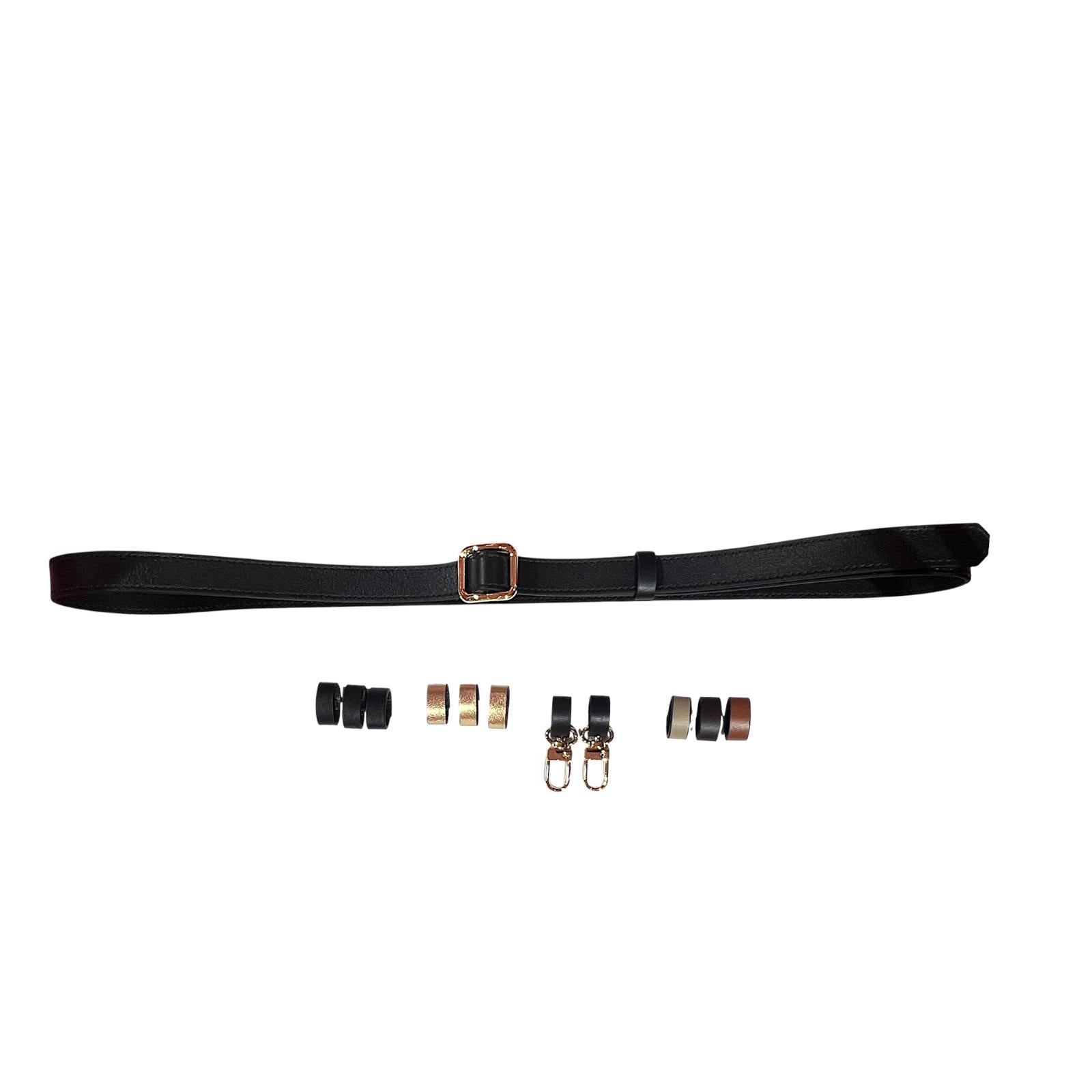 Slim single belt - Black with gold trim