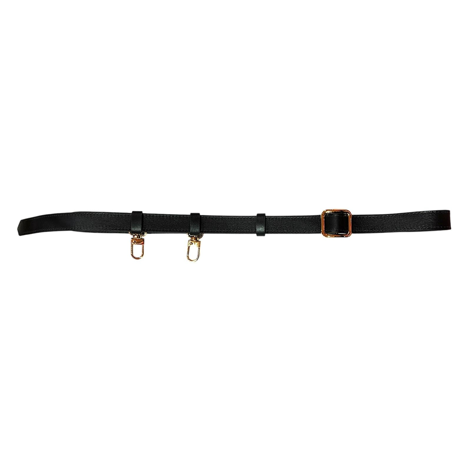 Slim single belt - Black with gold trim