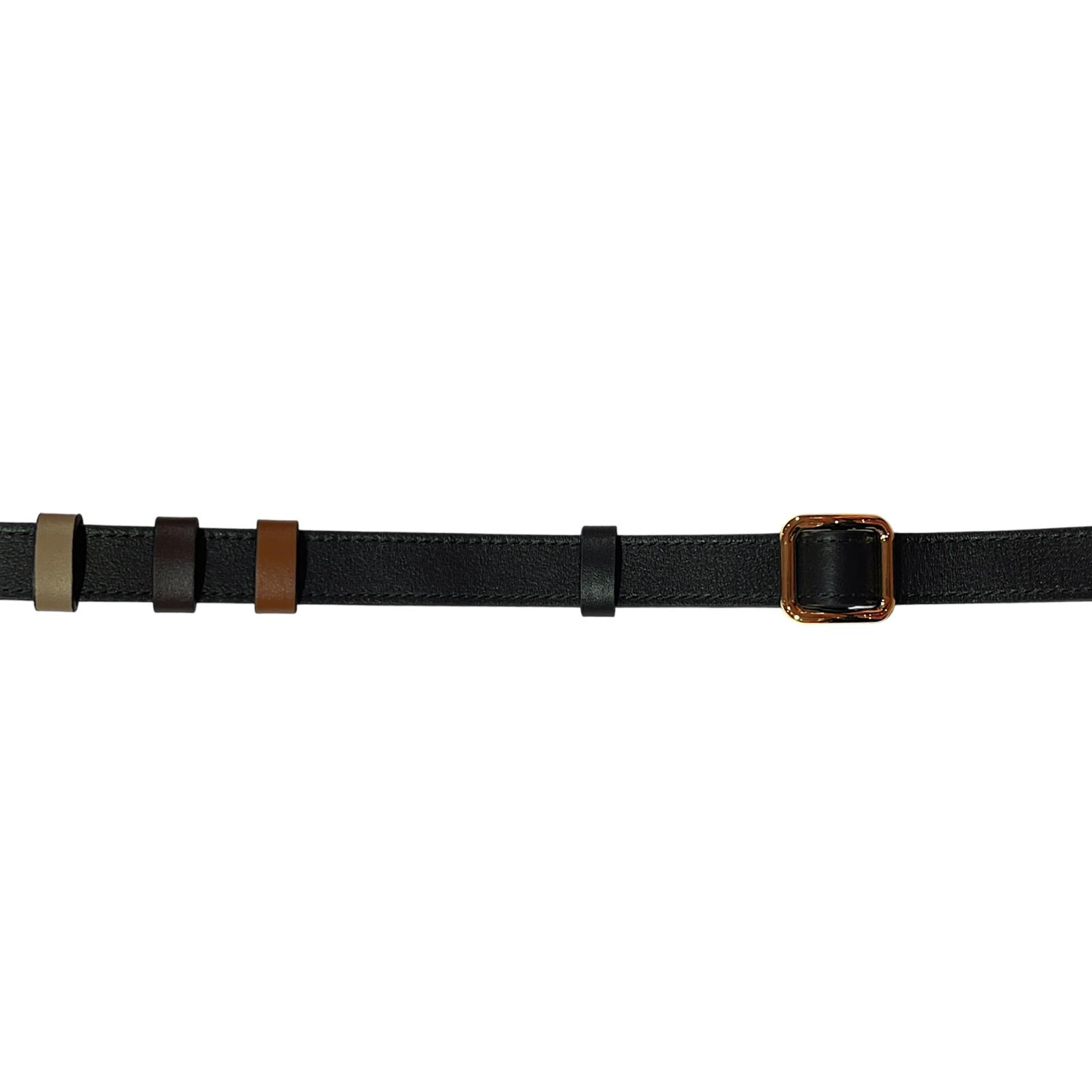 Slim single belt - Black with gold trim