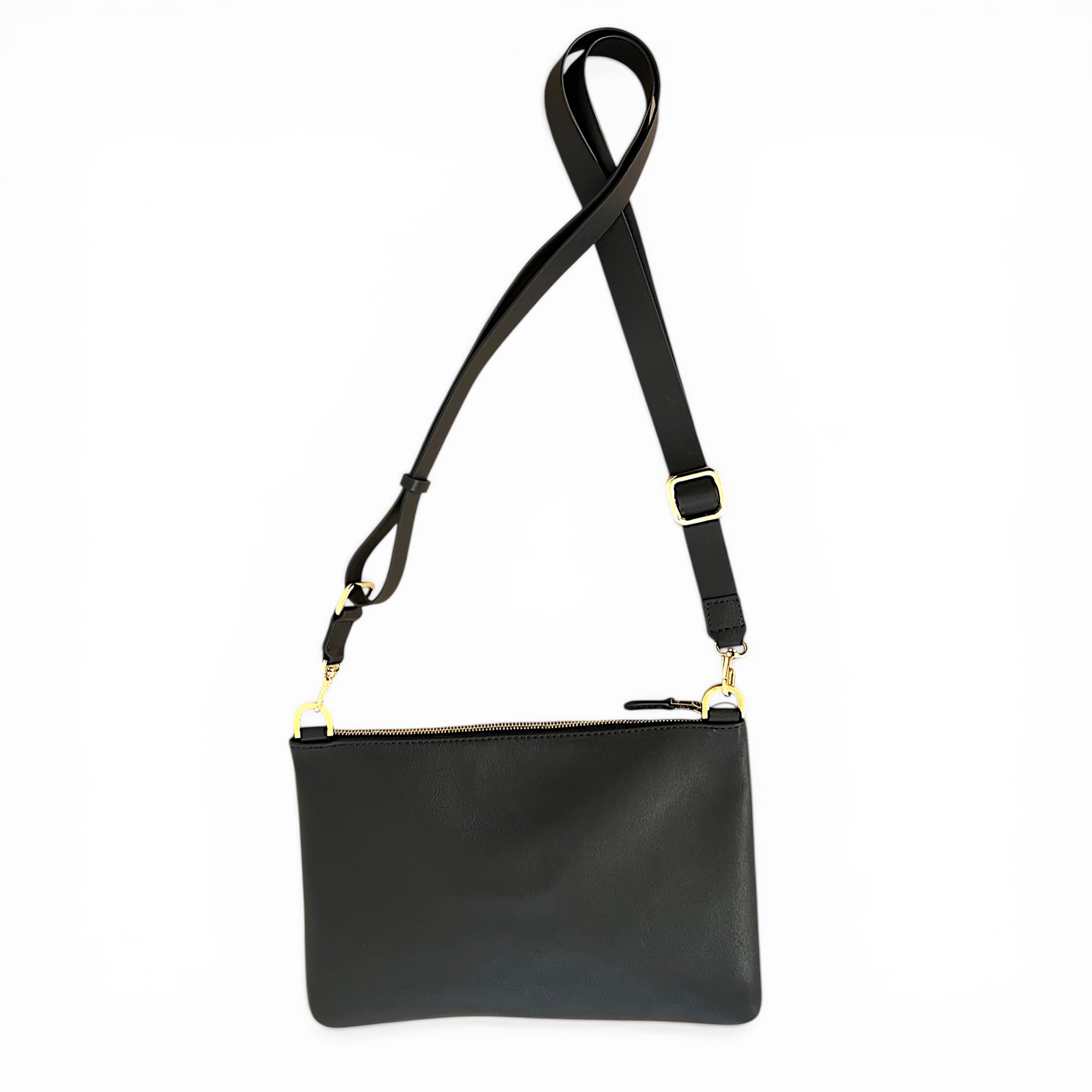 Duo pochettes medium - Daim camel et noir fintions or