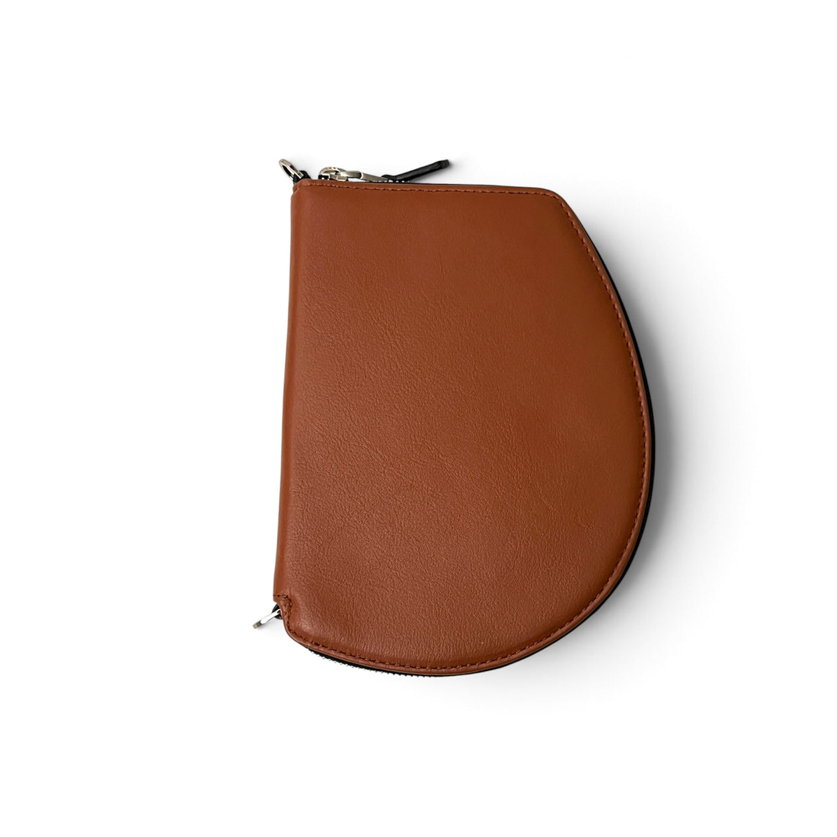 Pochette organisée bandoulière - Pocket medium - Cognac fintions argentées