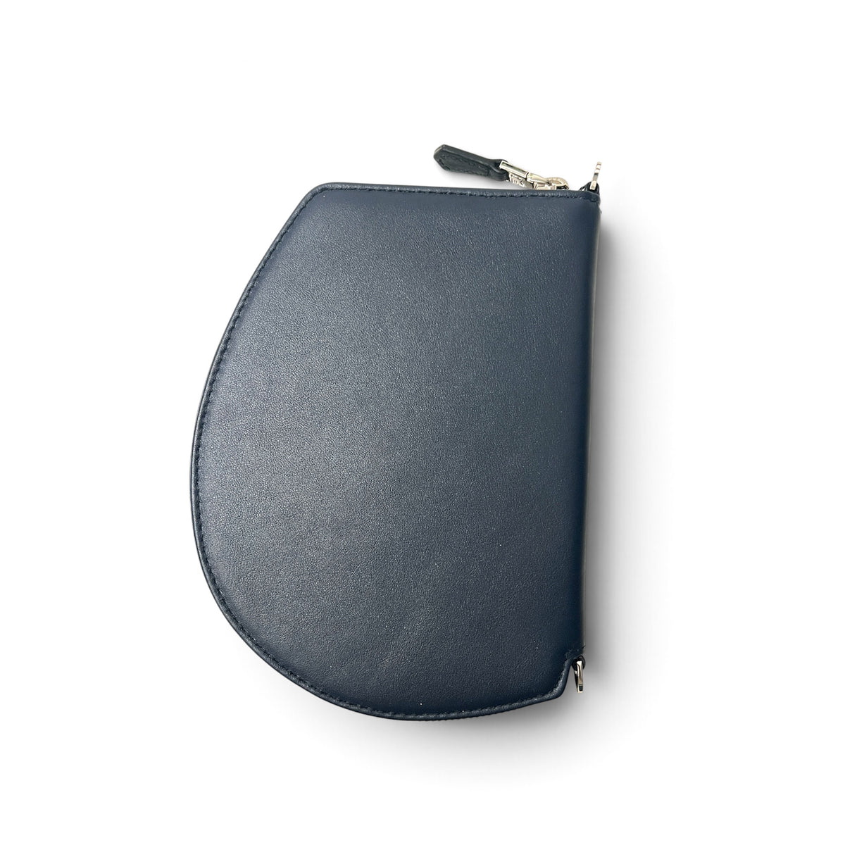 Pochette organisée bandoulière - Pocket medium -Bleu encre fintions argentées