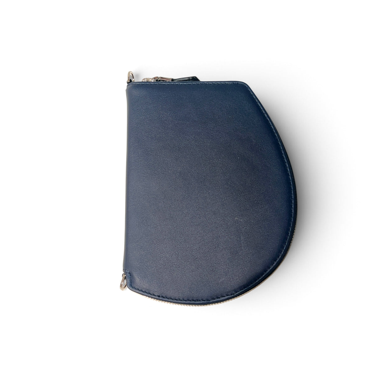 Pochette organisée bandoulière - Pocket medium -Bleu encre fintions argentées