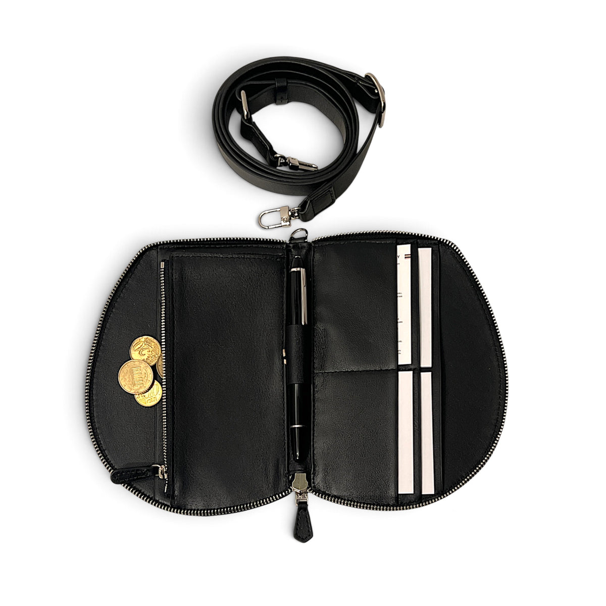 Organized Shoulder Bag - Medium " Pocket " - Ink Blue with Silver Accents