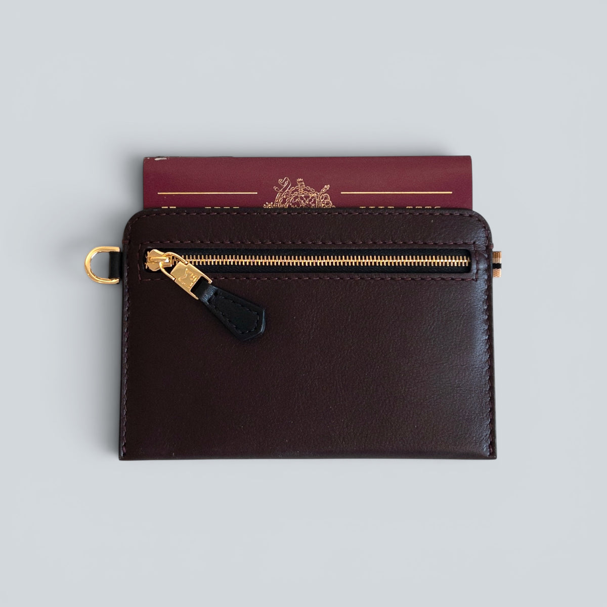 Portefeuille RFID - Zip Travel - Bordeaux et finitions dorées
