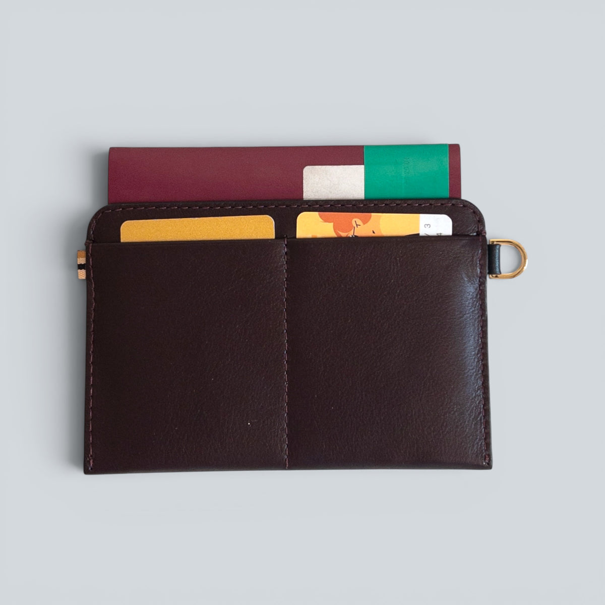 Portefeuille RFID - Zip Travel - Bordeaux et finitions dorées