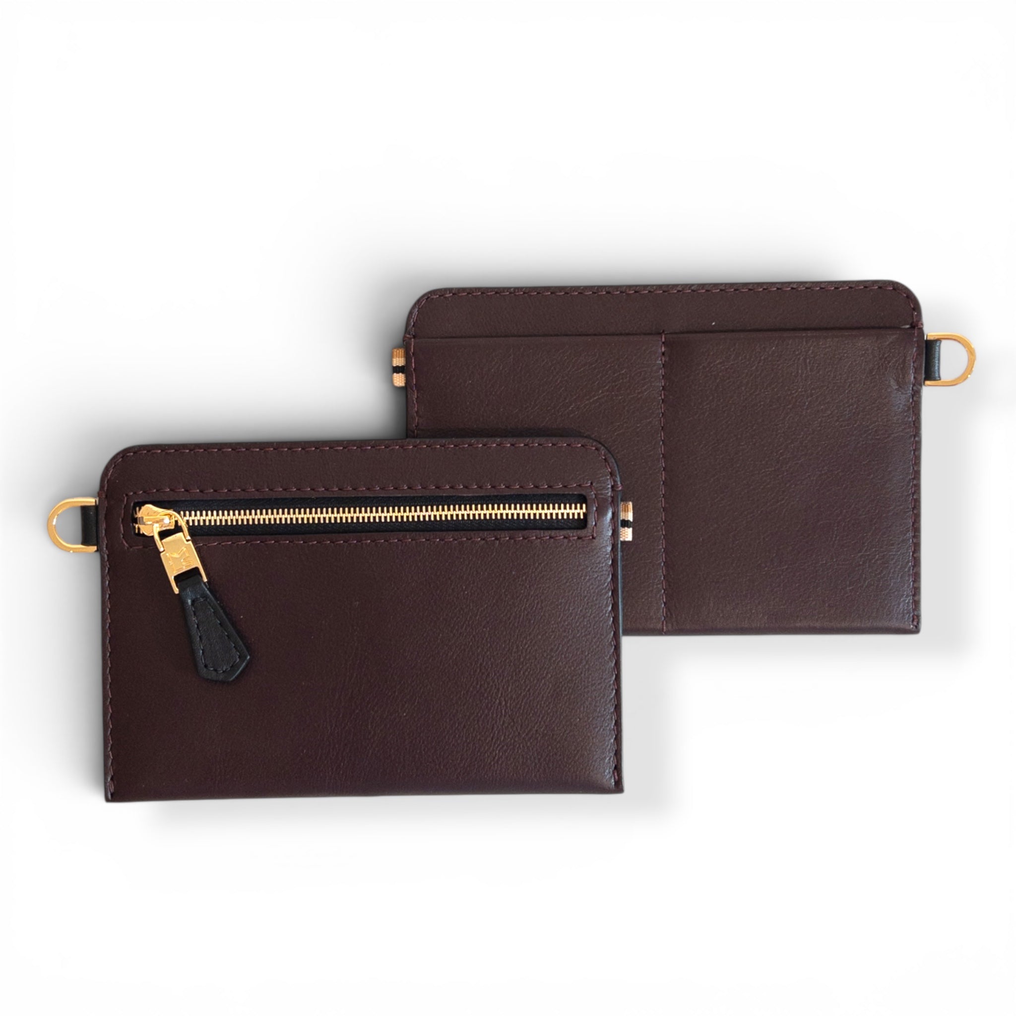 Portefeuille RFID - Zip Travel - Bordeaux et finitions dorées