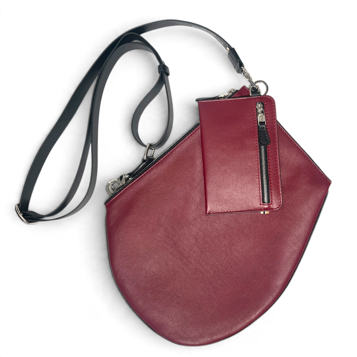 Portefeuille RFID - Zip Travel - Rouge vin et finitions argentées