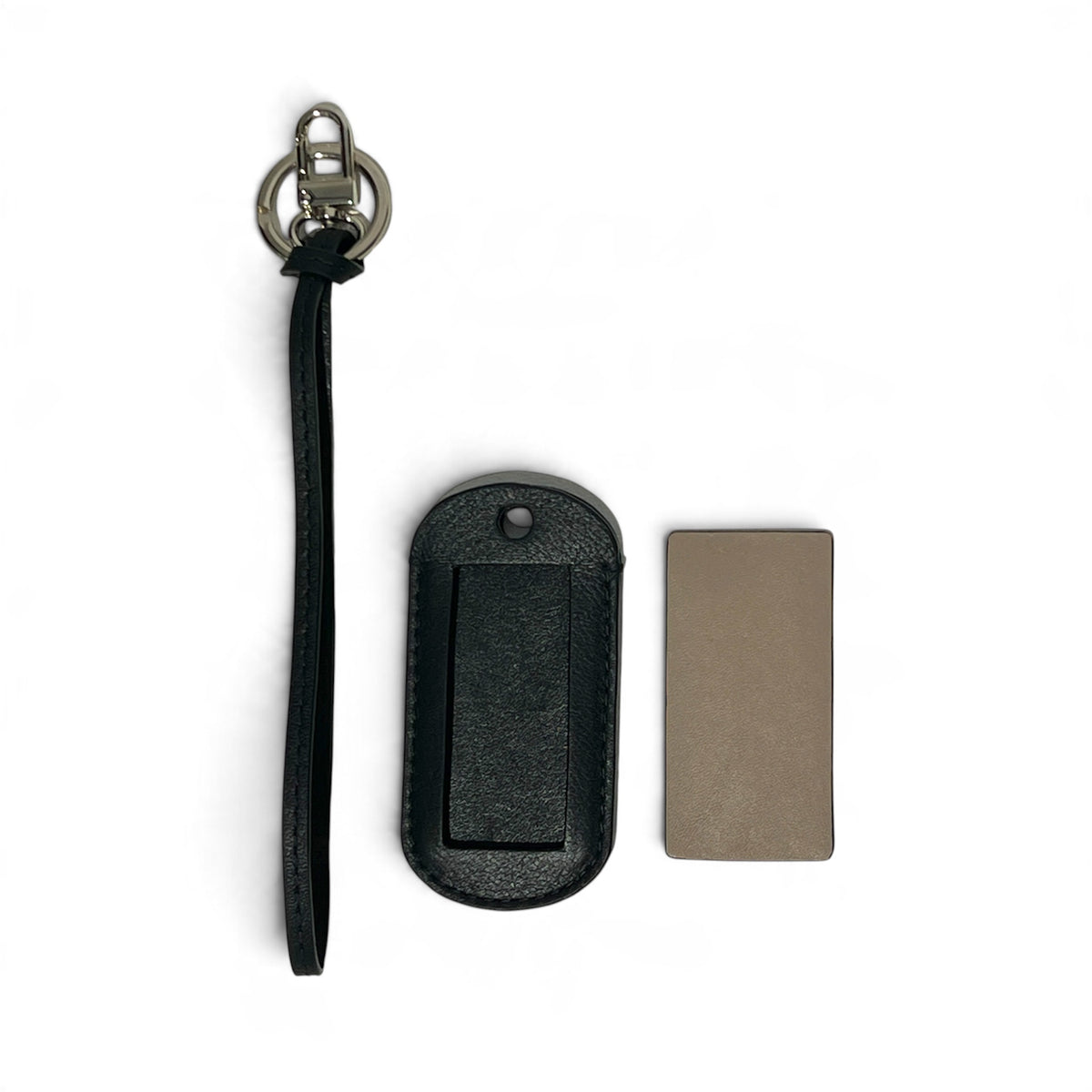 Porte-étiquette et porte-clés personnalisable - Noir finitions argentées