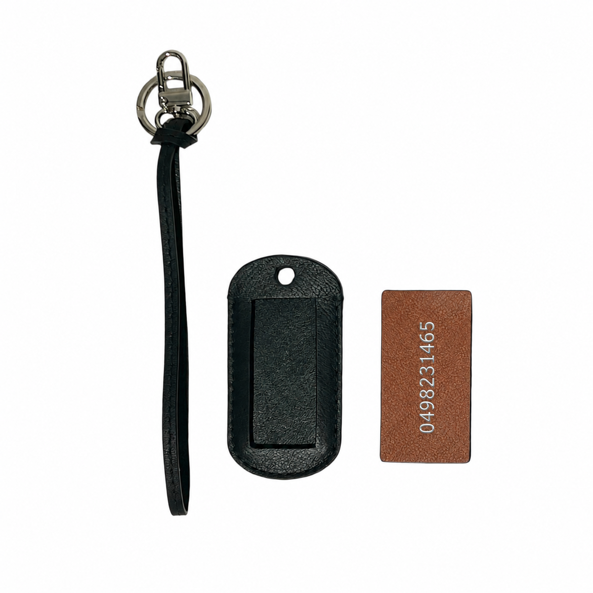 Porte-étiquette et porte-clés personnalisable - Noir finitions argentées