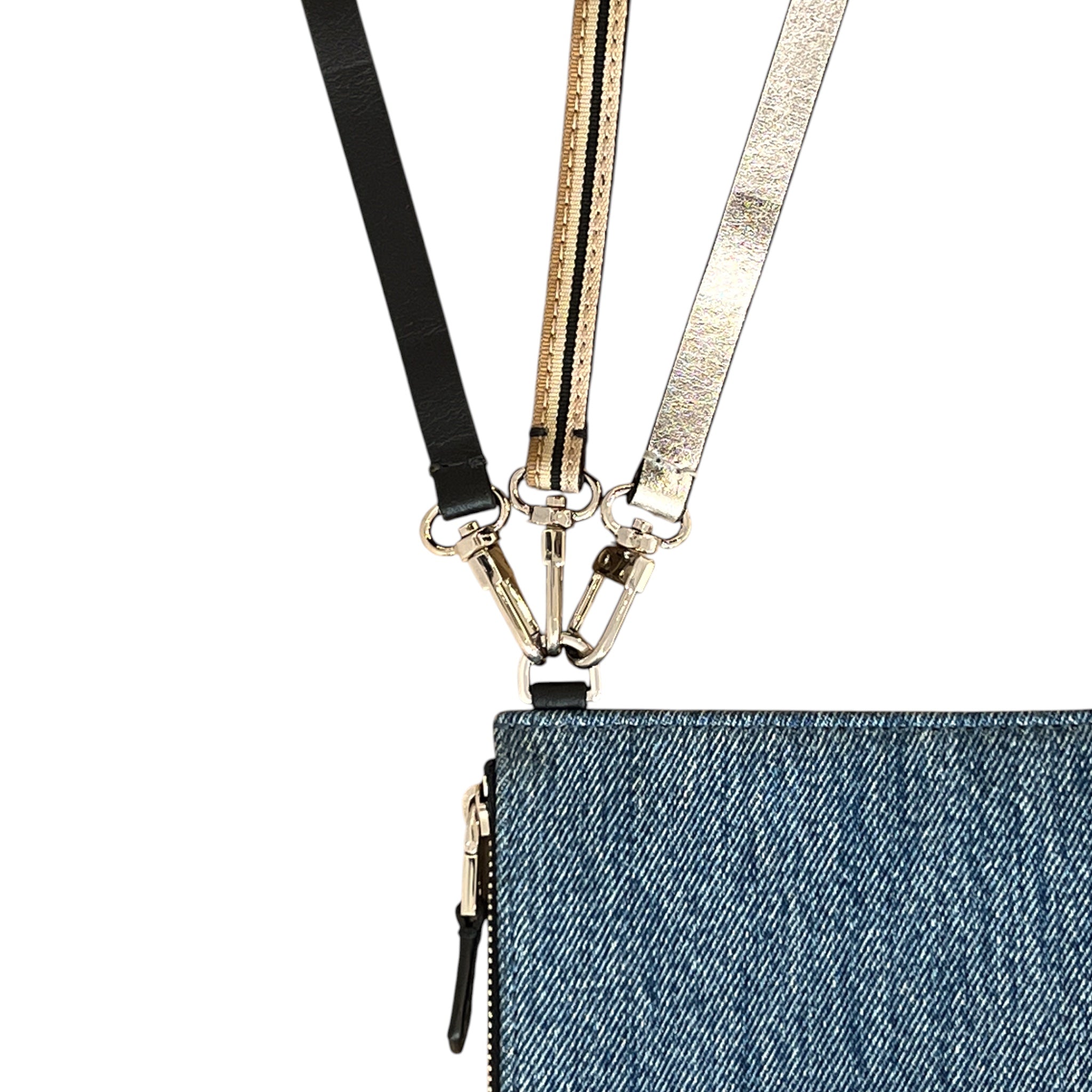 Pochette bandoulière - Zip medium - Denim bleu et noir