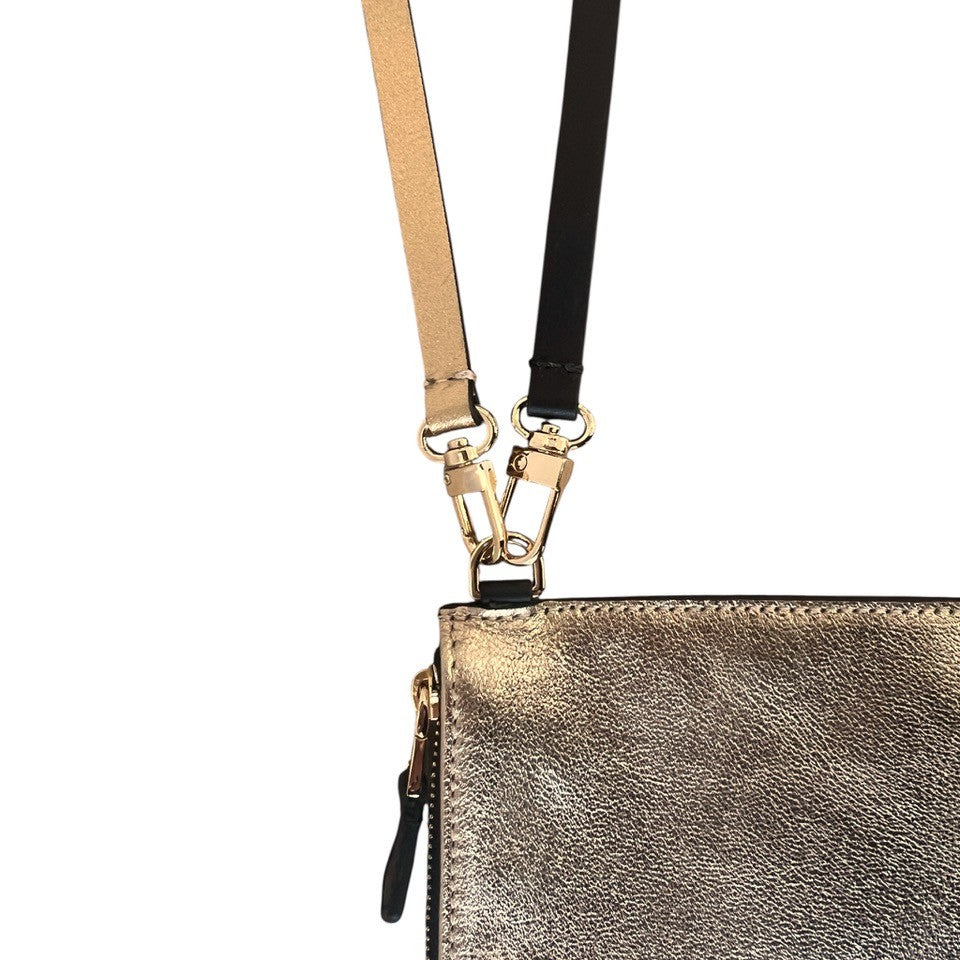 Pochette bandoulière - Zip medium - Doré et noir