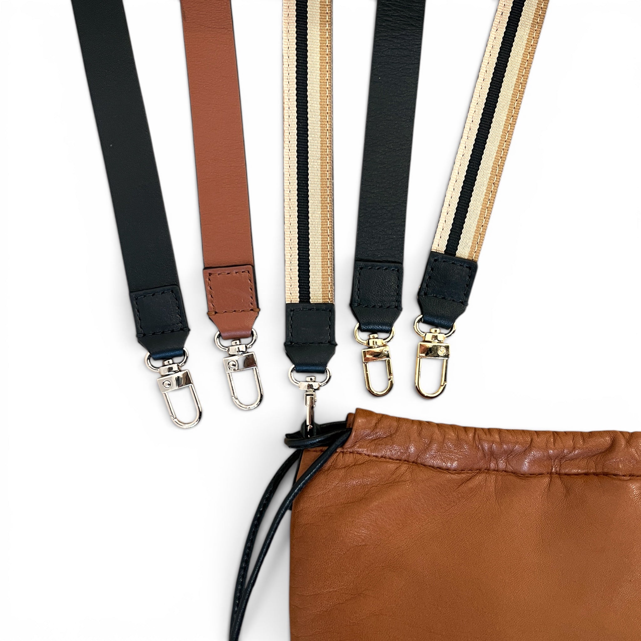 Pouch bag String - Cognac and black