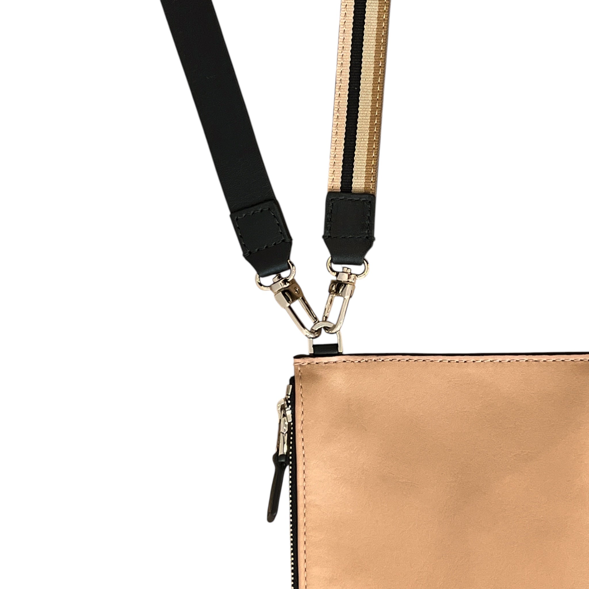 Pochette bandoulière - Zip medium - Nude et noir