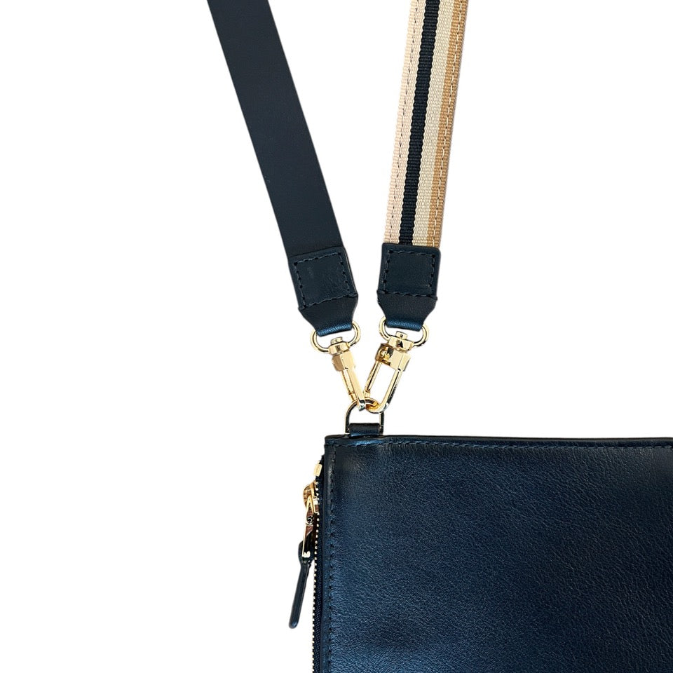 Pochette bandoulière - Zip XL - Noir et finitions dorées