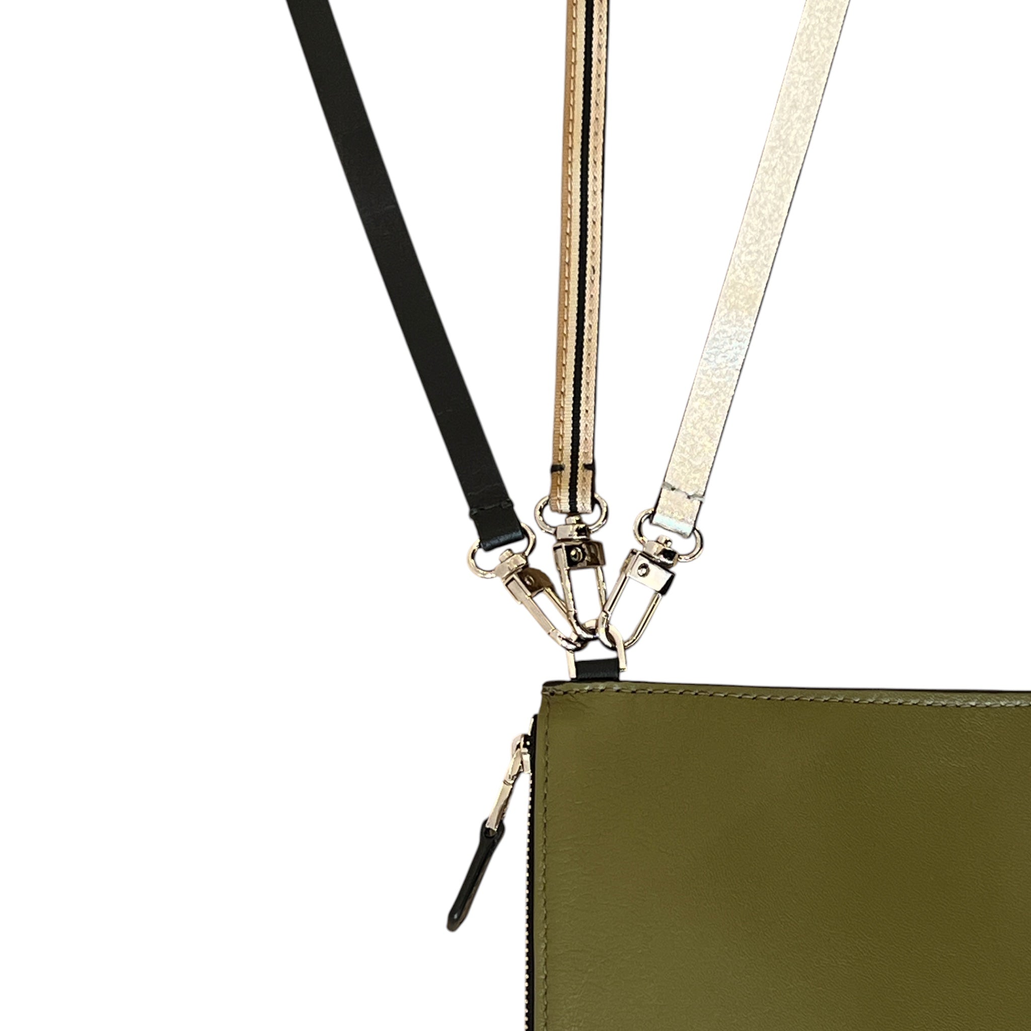 Pochette bandoulière - Zip medium - Kaki et noir