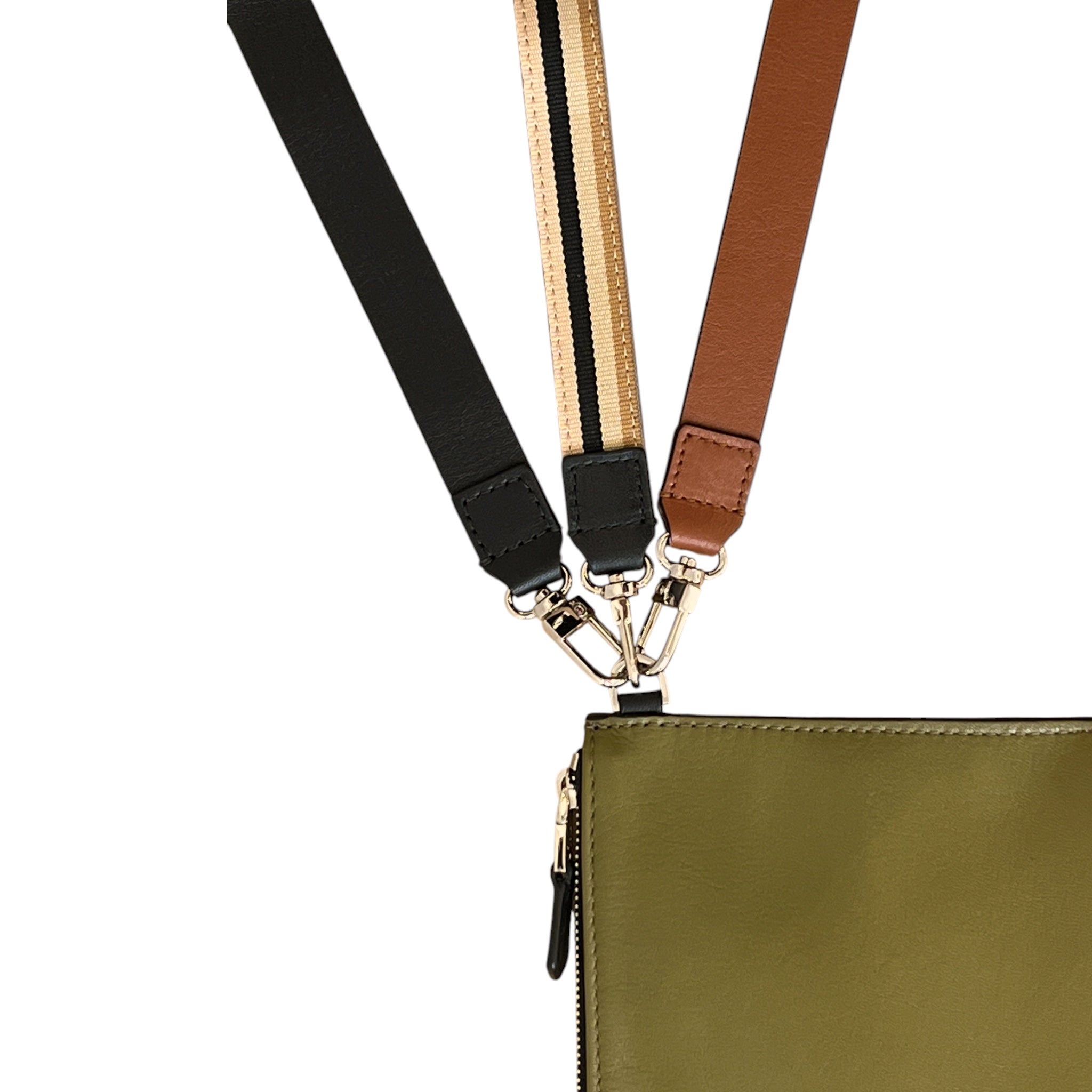 Pochette bandoulière - Zip medium - Kaki et noir