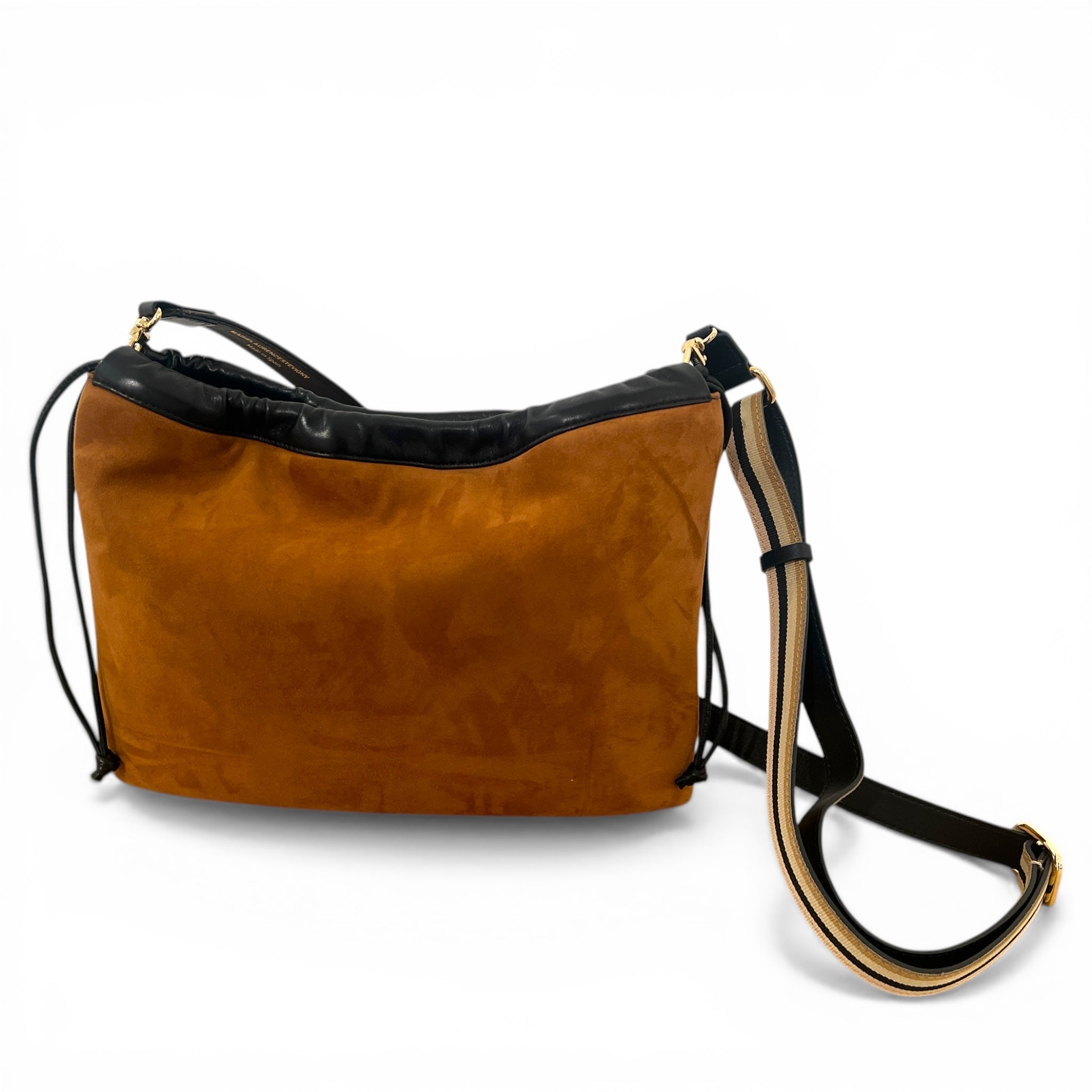 Pochette à lien de serrage - String medium - Daim cognac et noir