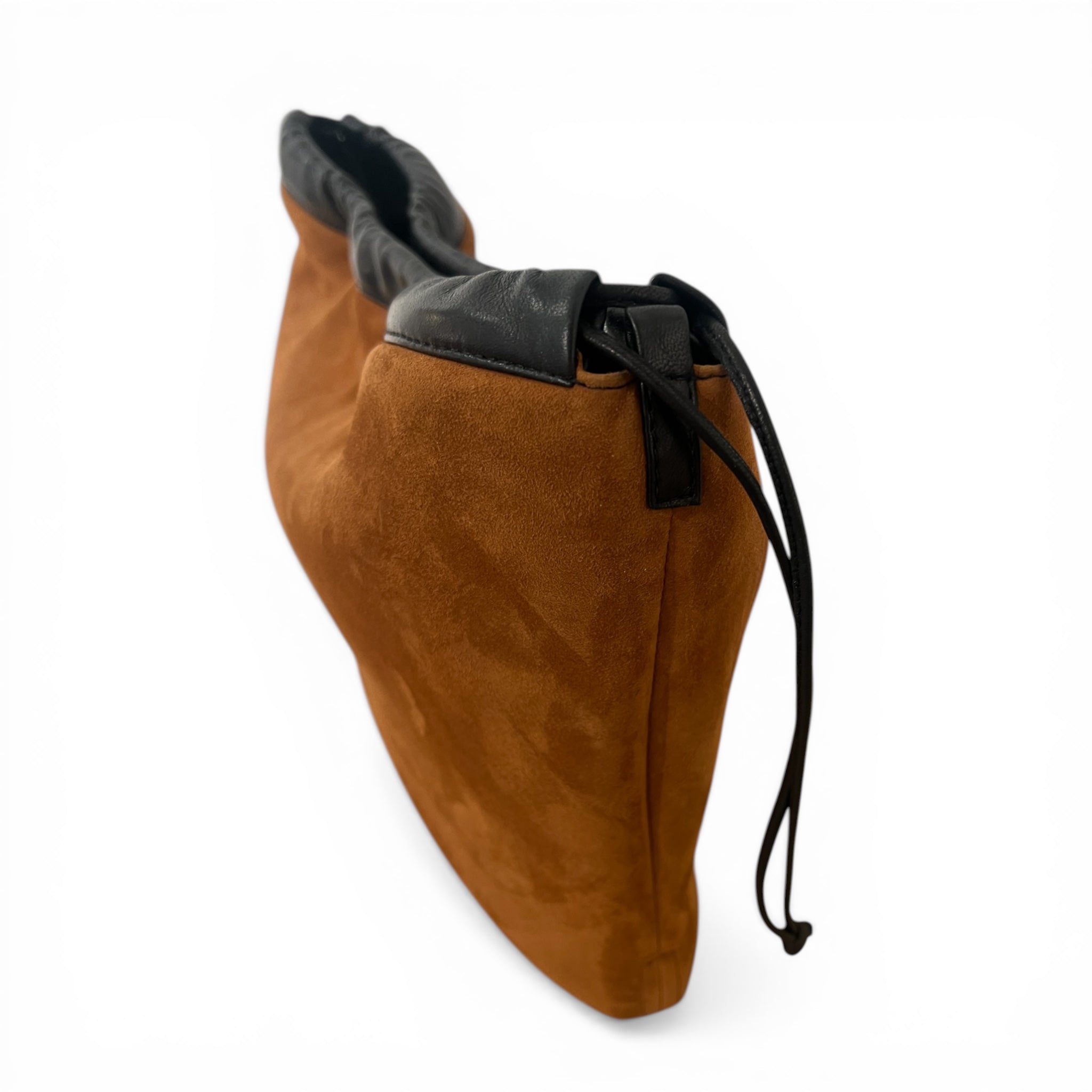 Pochette à lien de serrage - String medium - Daim cognac et noir