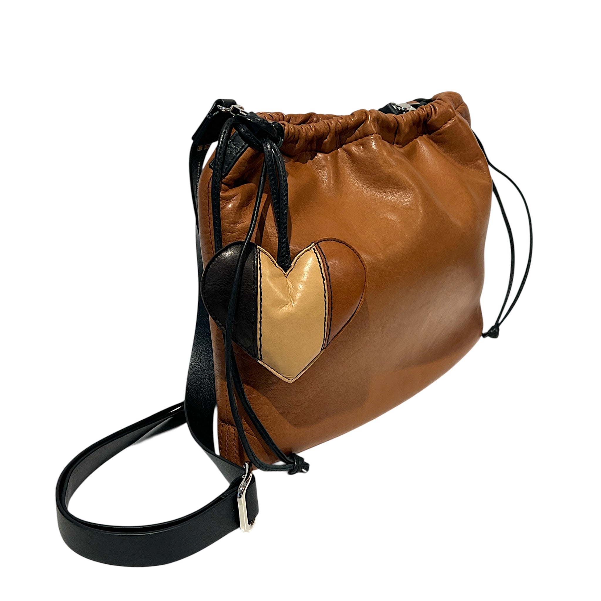 Bijou de pochette - Coeur - Cognac naturel noir