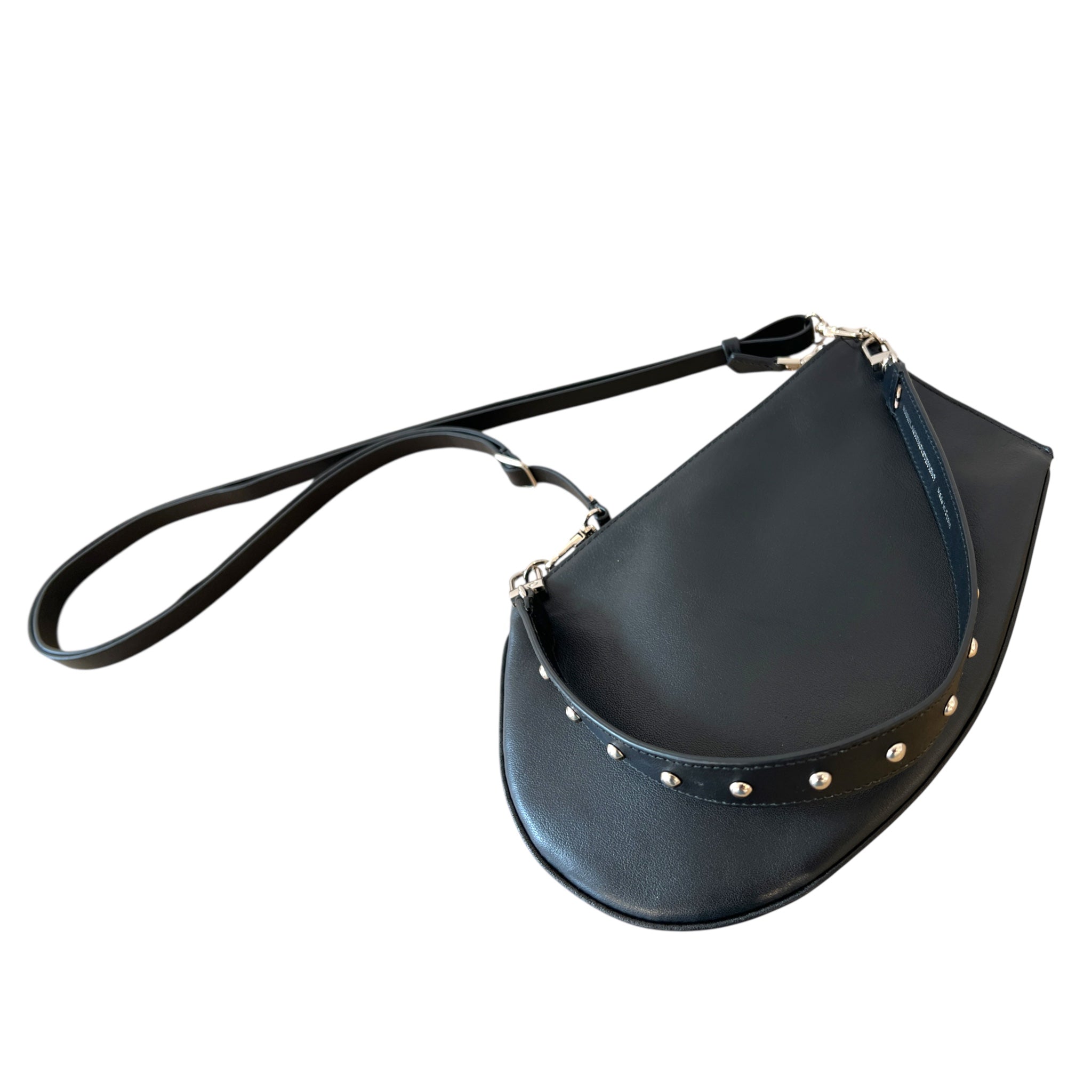 Micro cross bandoulière - Black studded silver finish
