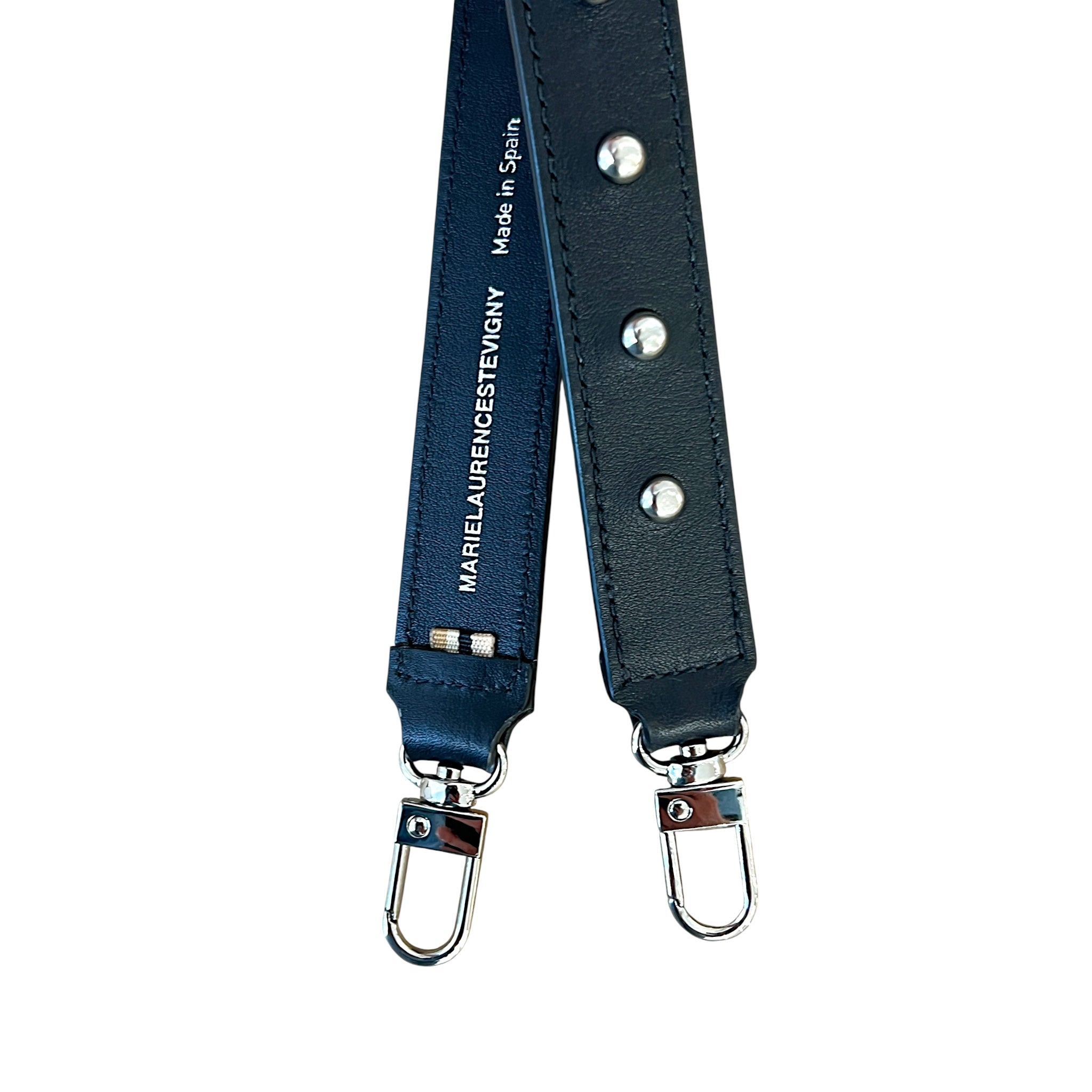 Micro cross bandoulière - Black studded silver finish