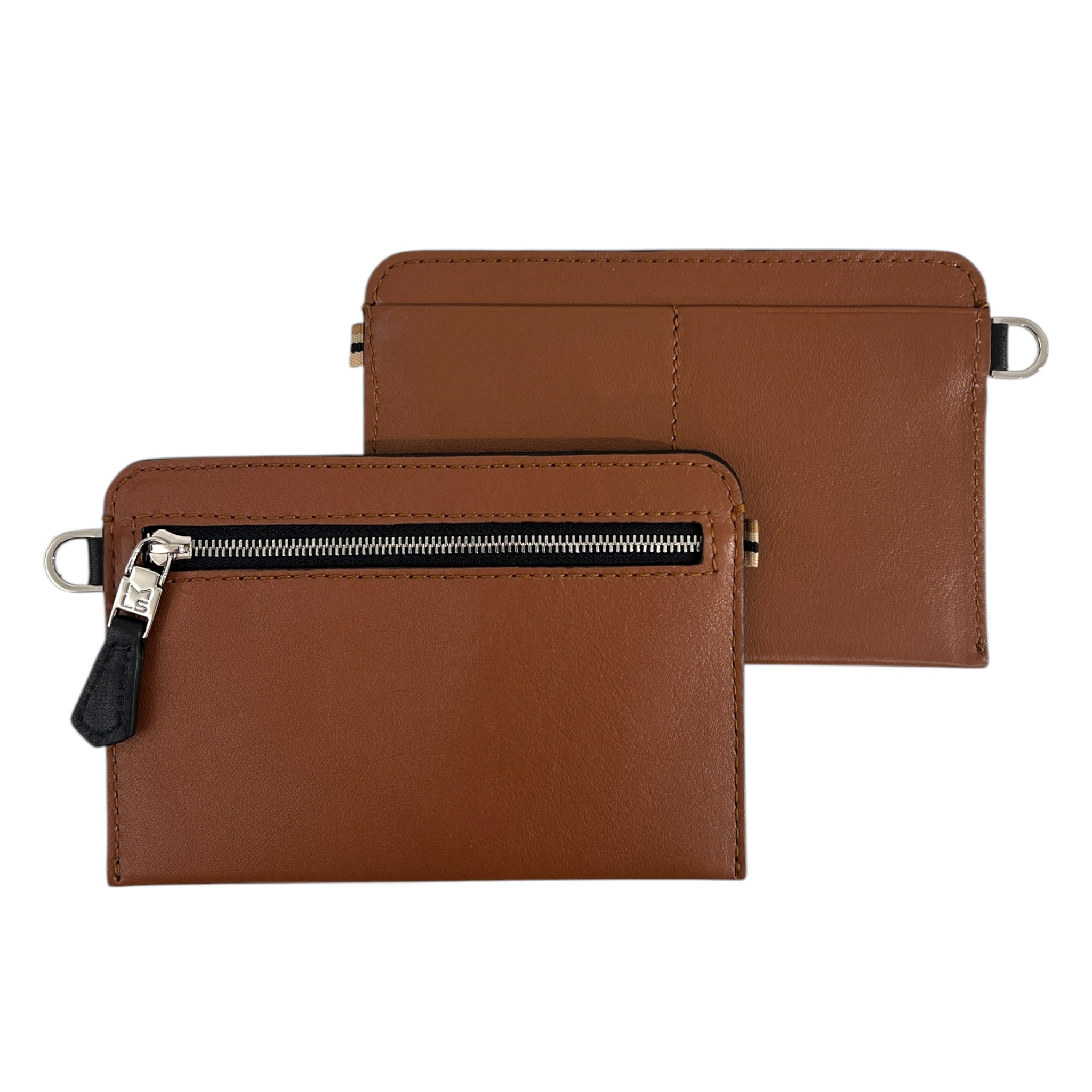 Portefeuille RFID - Zip Travel - cognac et finitions argentées