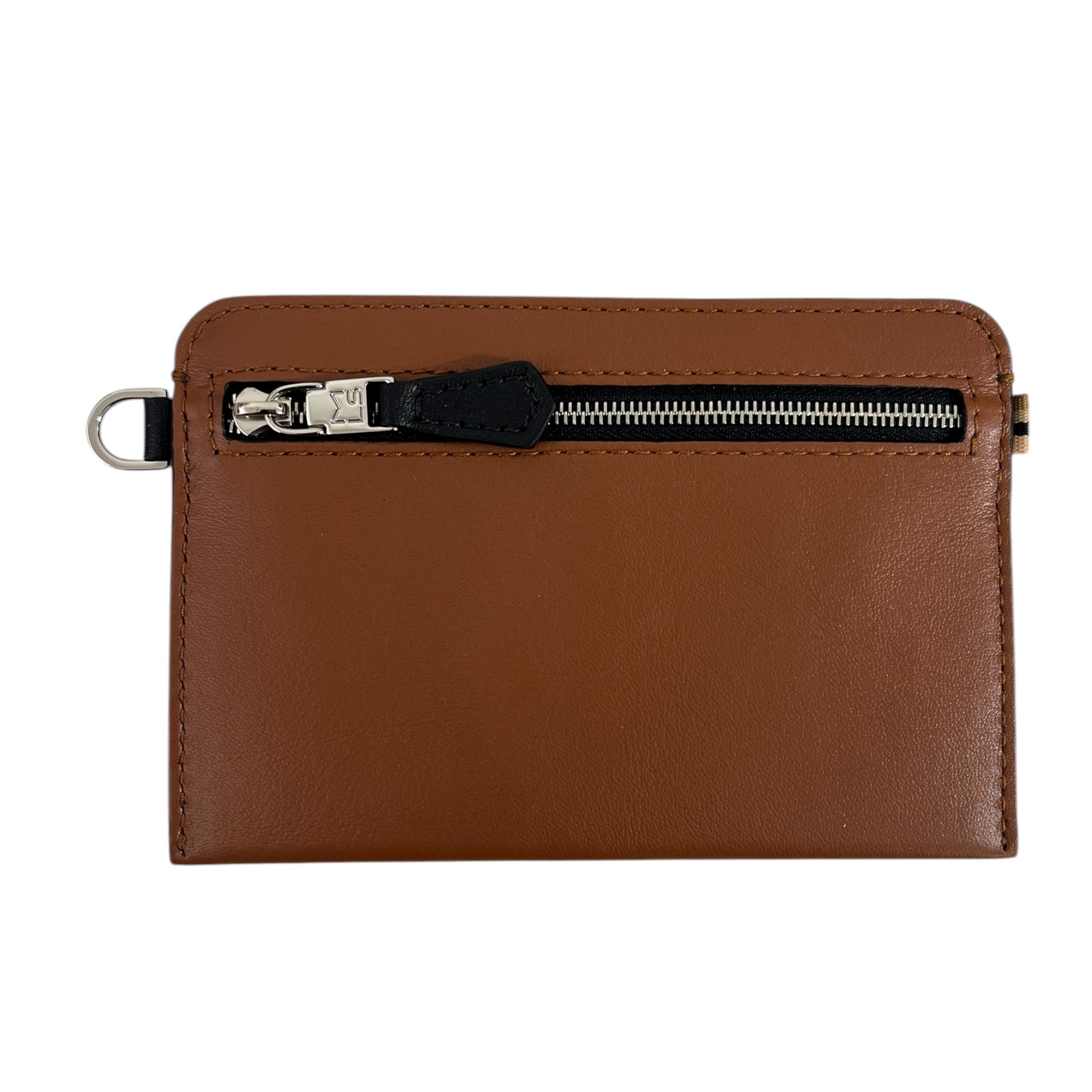 Portefeuille RFID - Zip Travel - cognac et finitions argentées