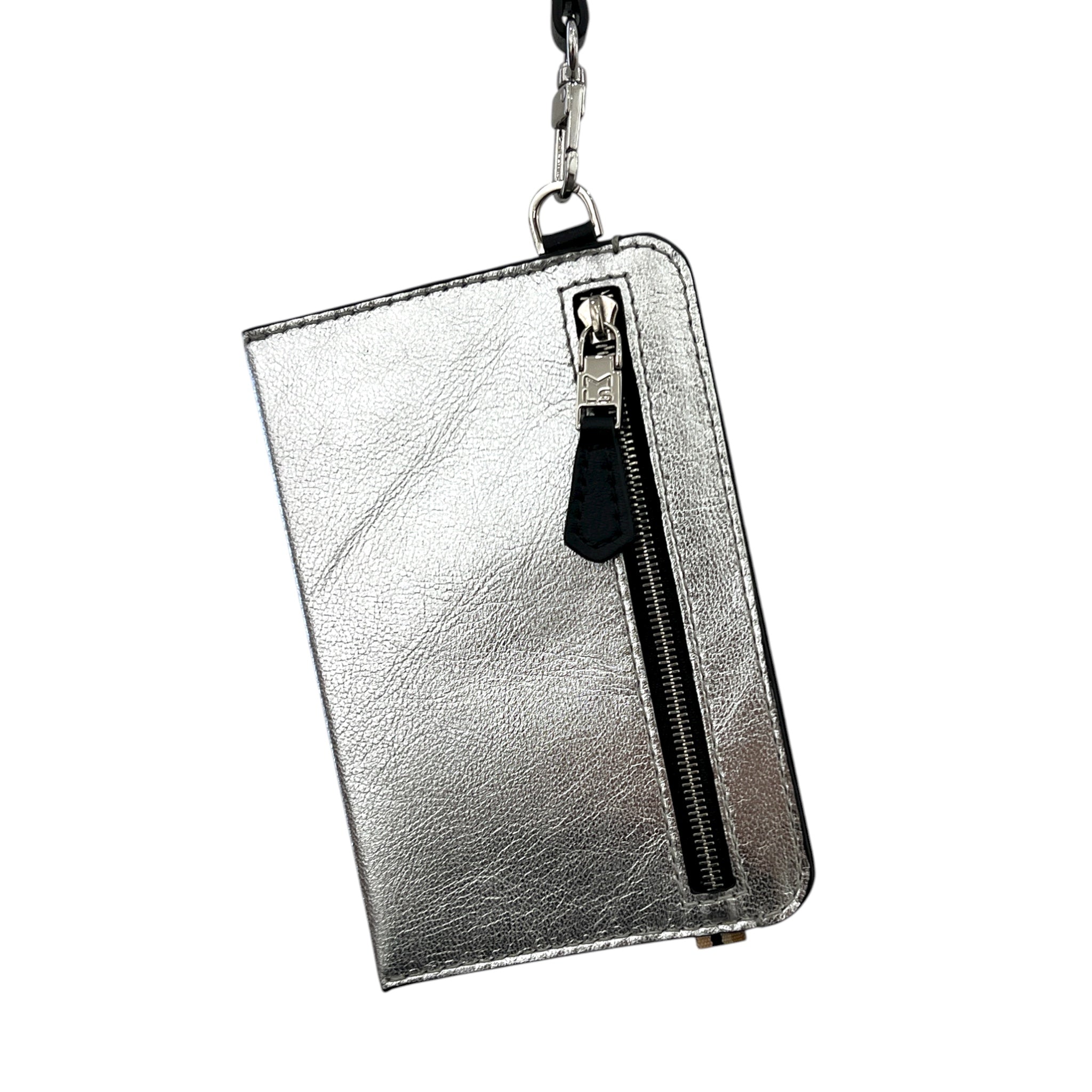 Portefeuille RFID - Zip Travel - métallisé argent et finitions argentées