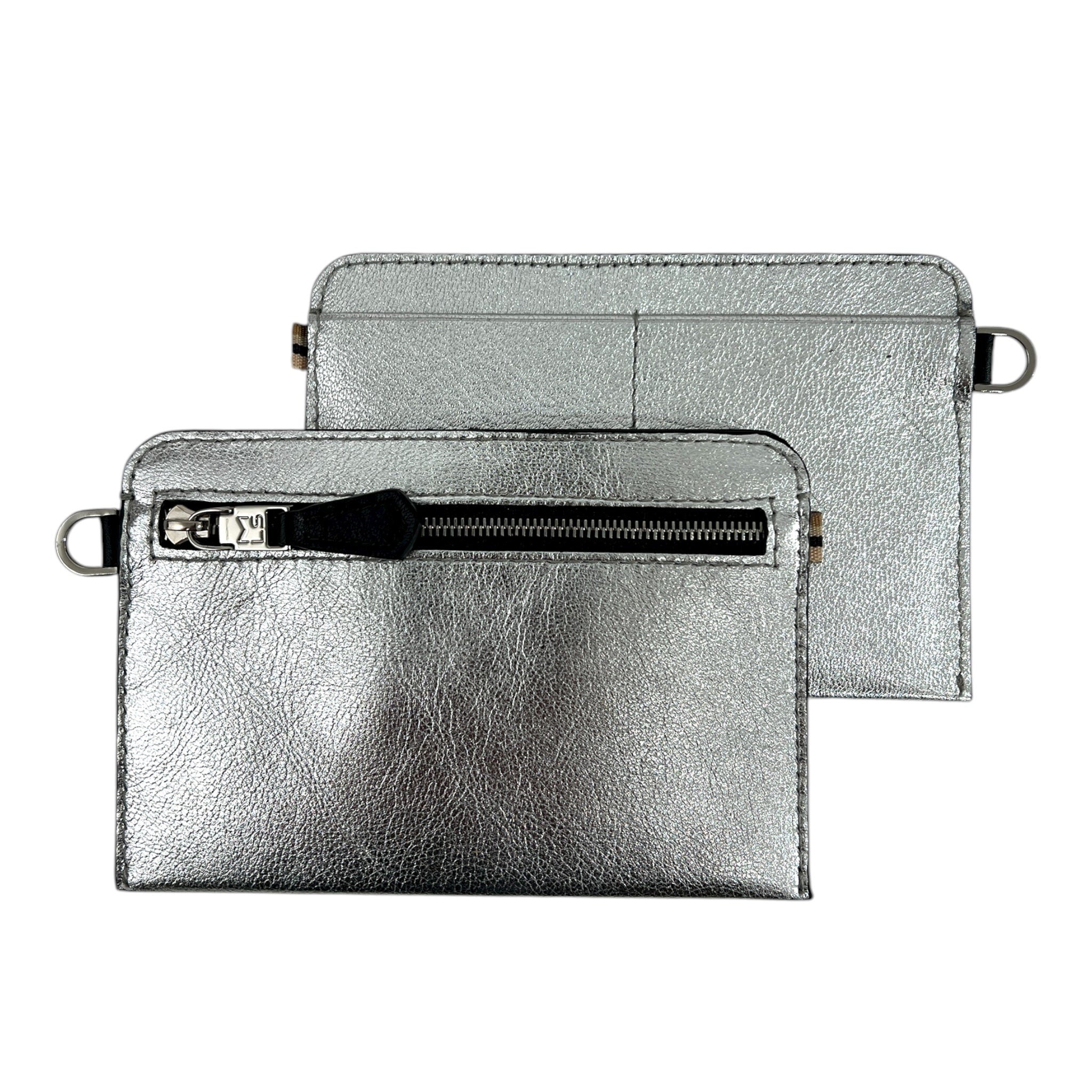 Portefeuille RFID - Zip Travel - métallisé argent et finitions argentées