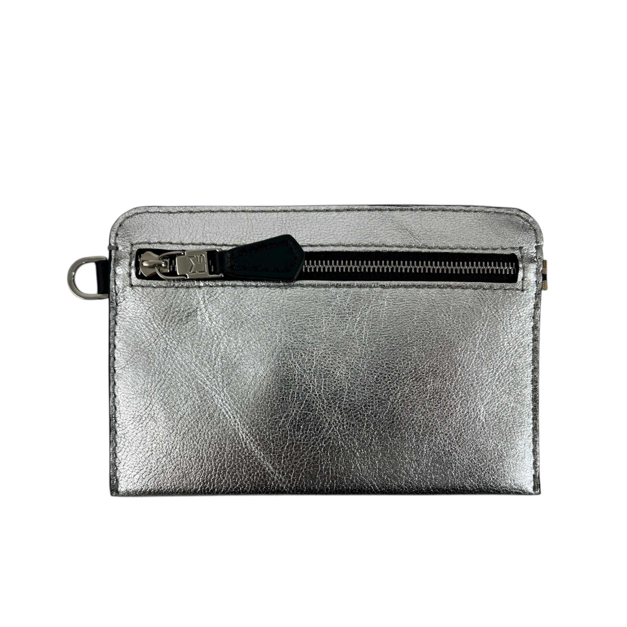 Portefeuille RFID - Zip Travel - métallisé argent et finitions argentées