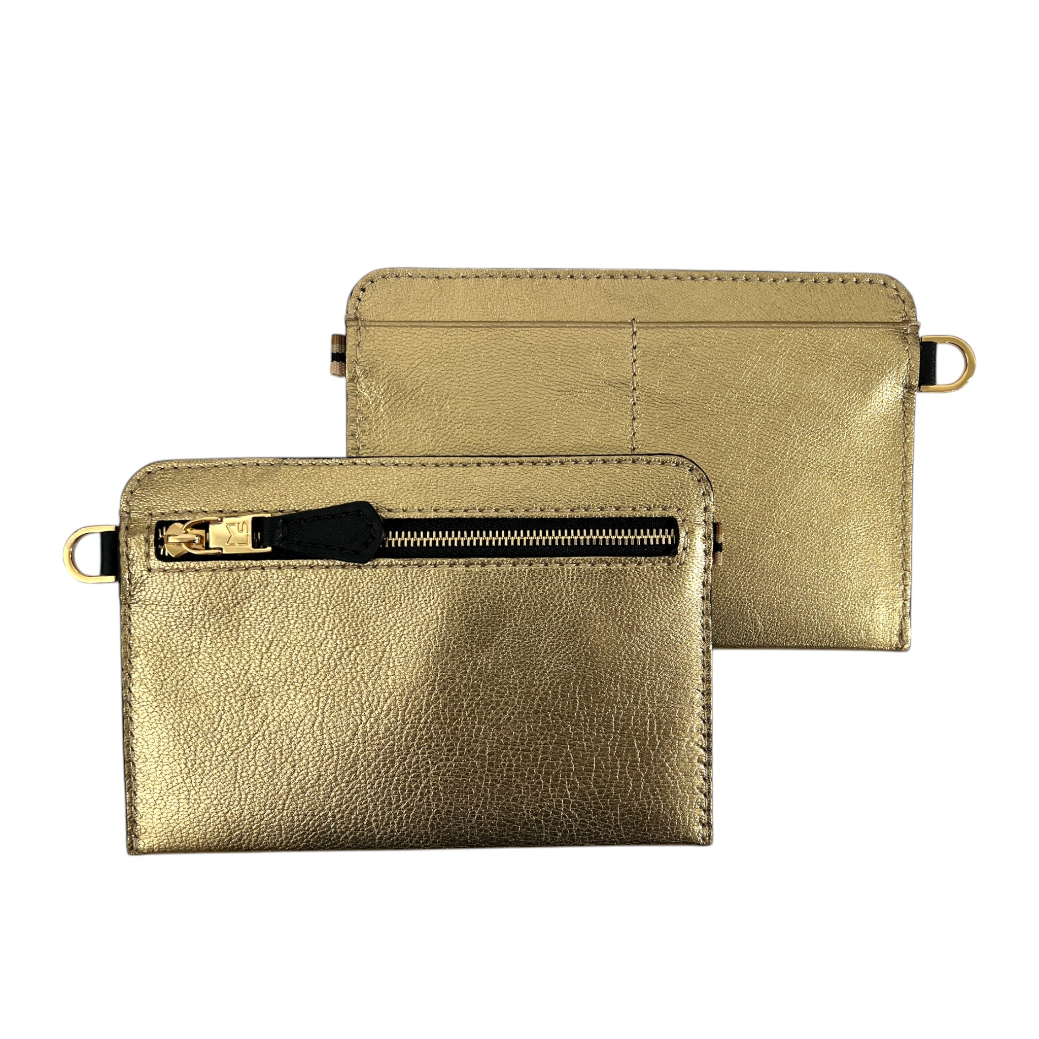 Portefeuille RFID - Zip Travel - métallisé or et finitions dorées