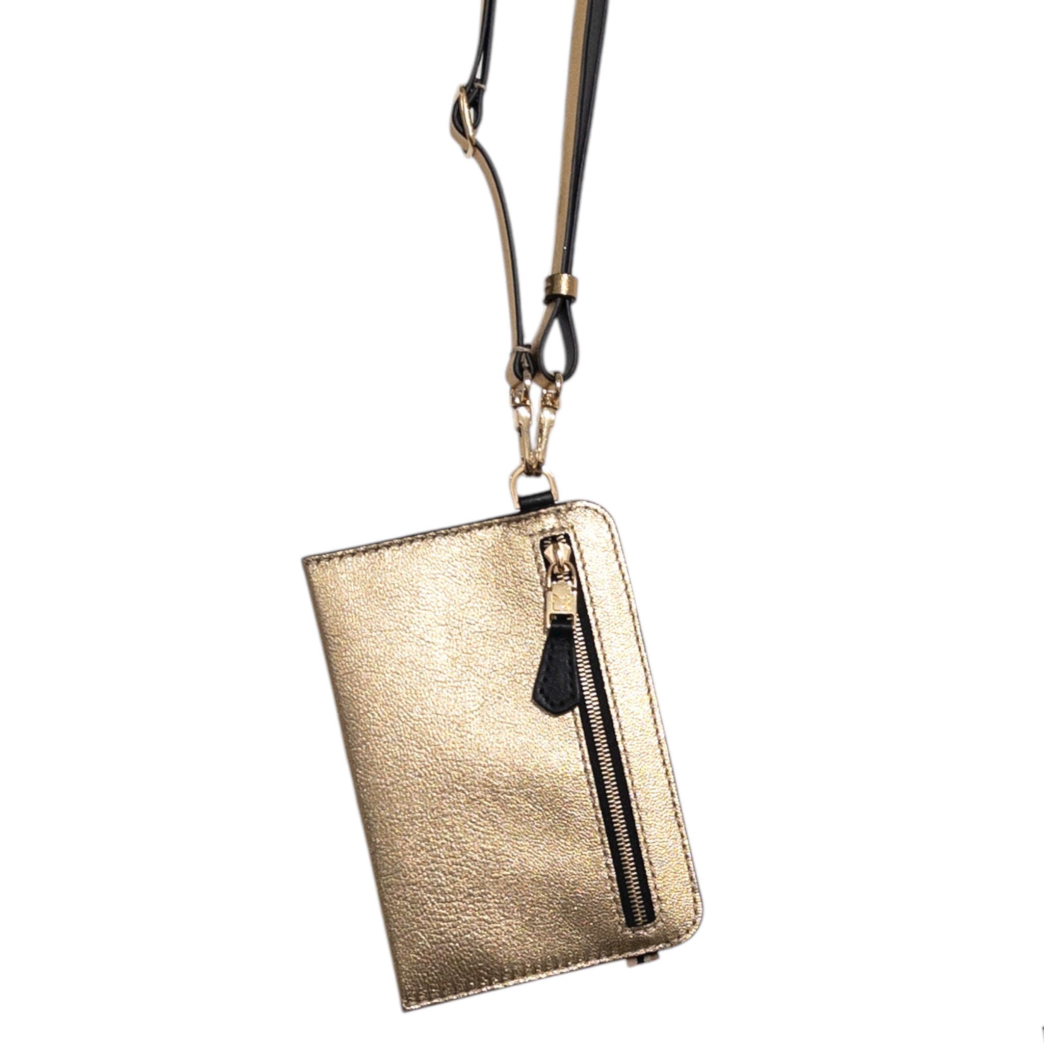 Portefeuille RFID - Zip Travel - métallisé or et finitions dorées