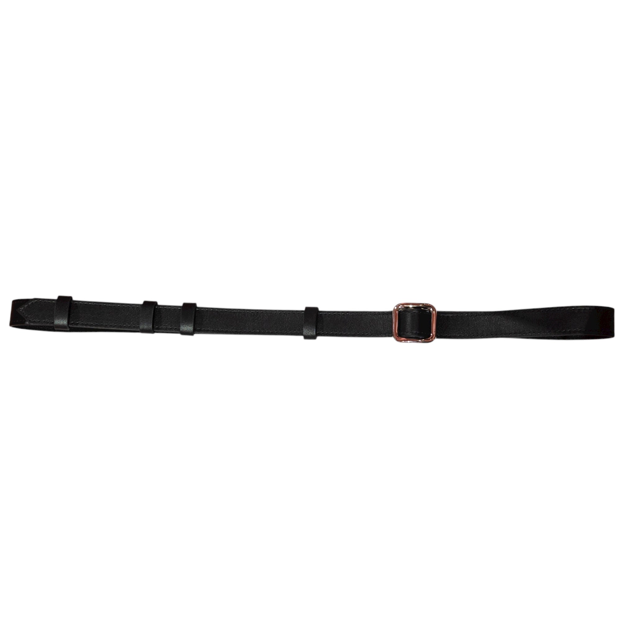 Slim single belt - black leather and silver finish