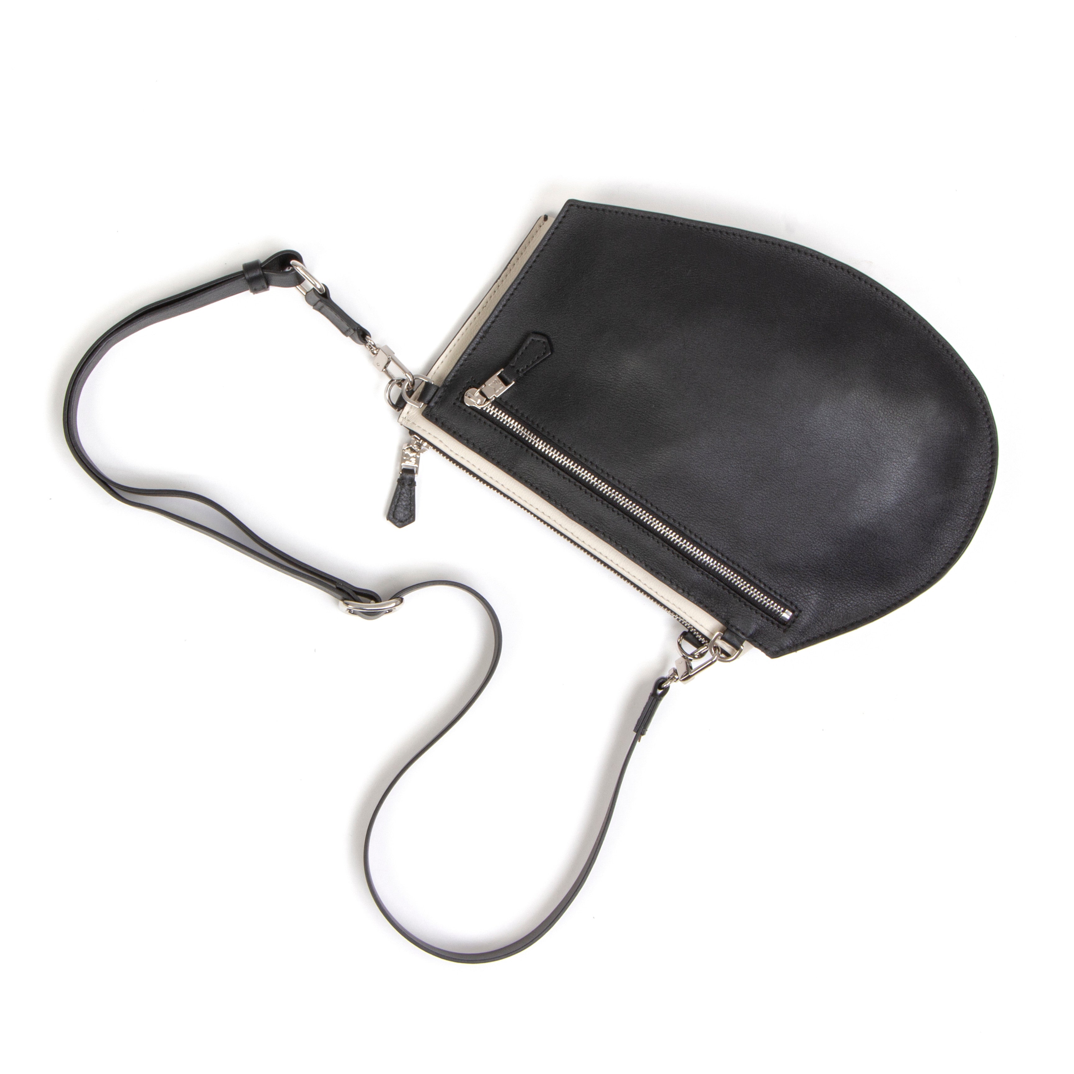 Pochette bandoulière - Zip medium cut - Noir et finitions argentées