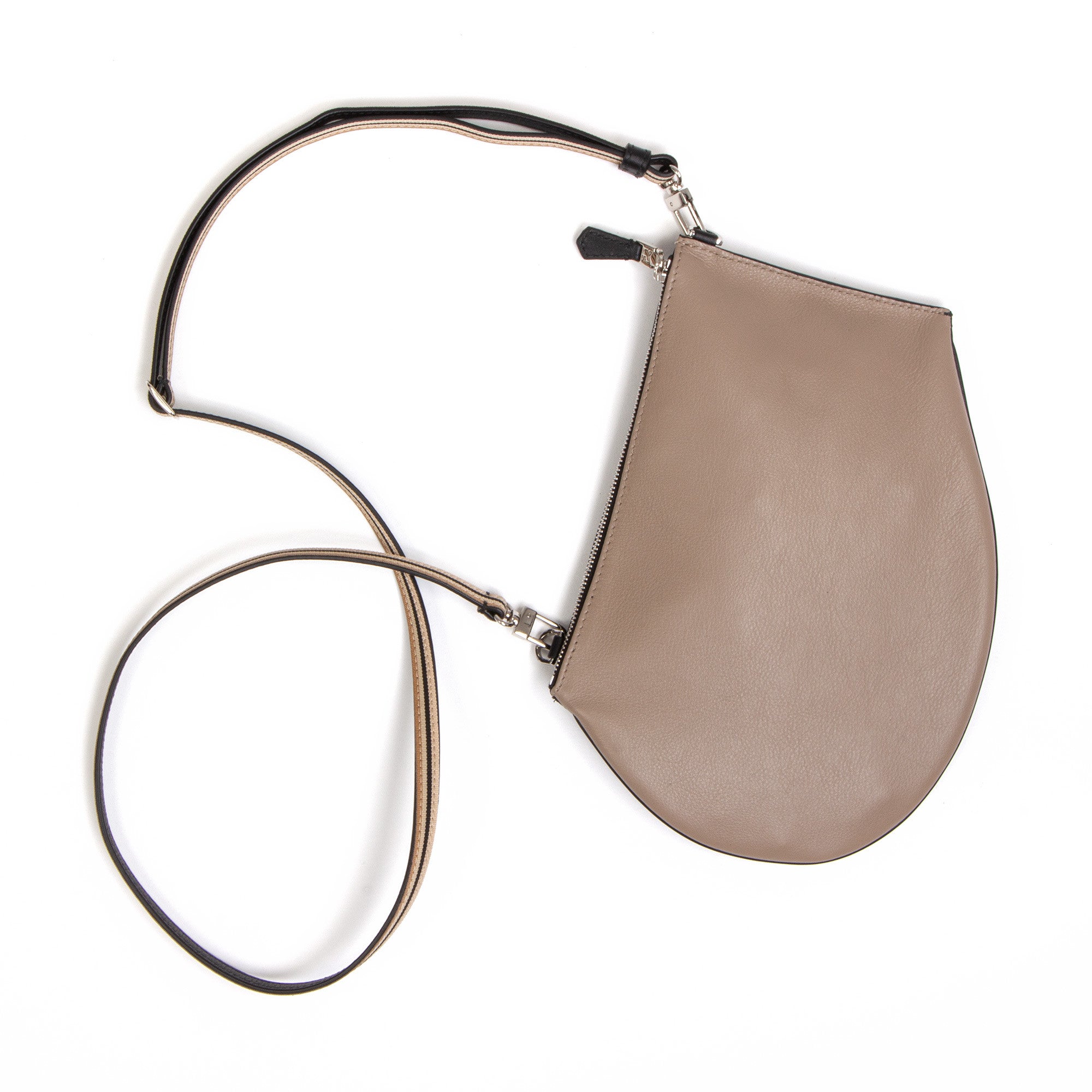 Pochette bandoulière - Zip medium - Taupe et noir