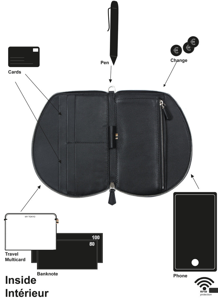 Pochette organisée bandoulière - Pocket medium - Miel finitions dorées