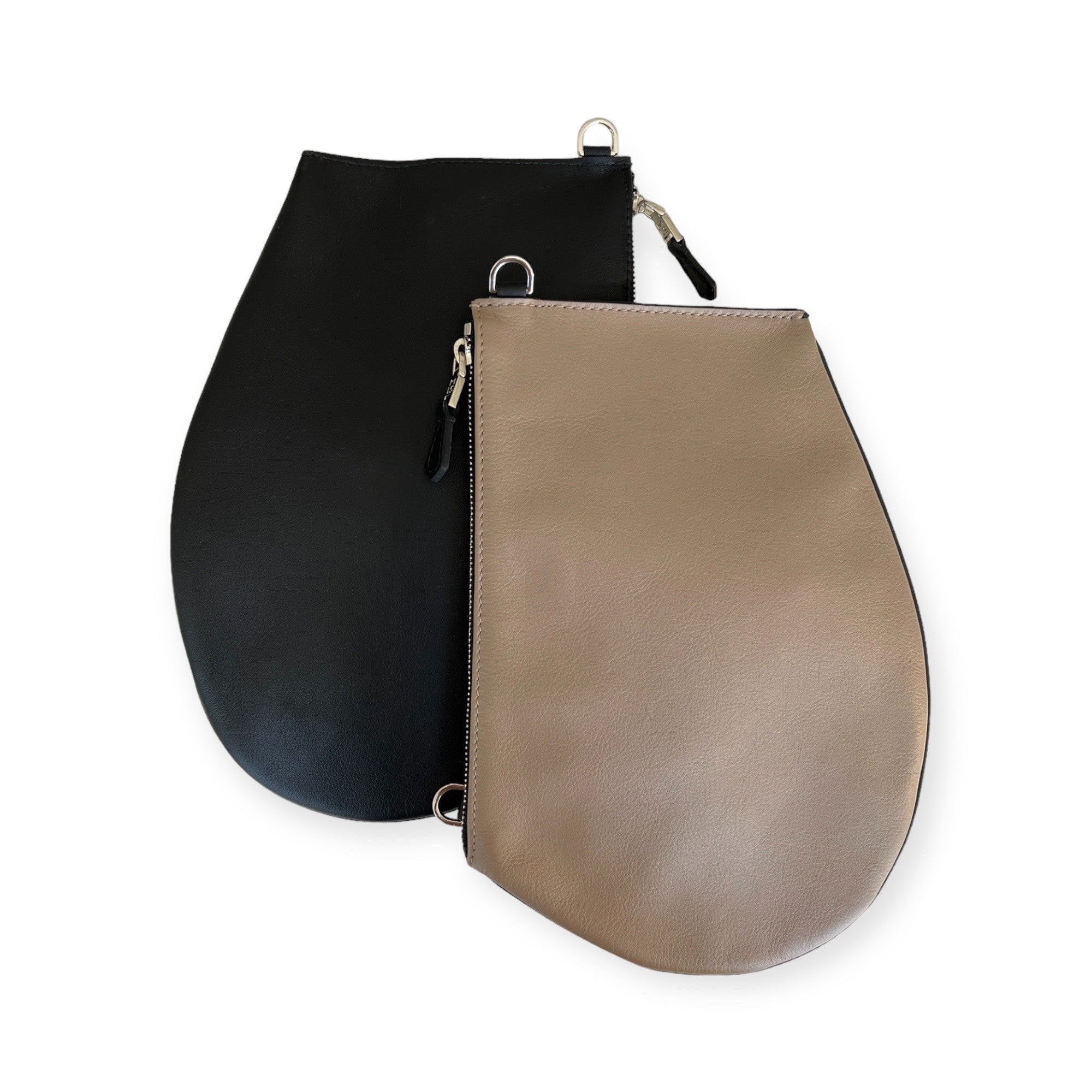 Pochette bandoulière - Zip medium - Taupe et noir