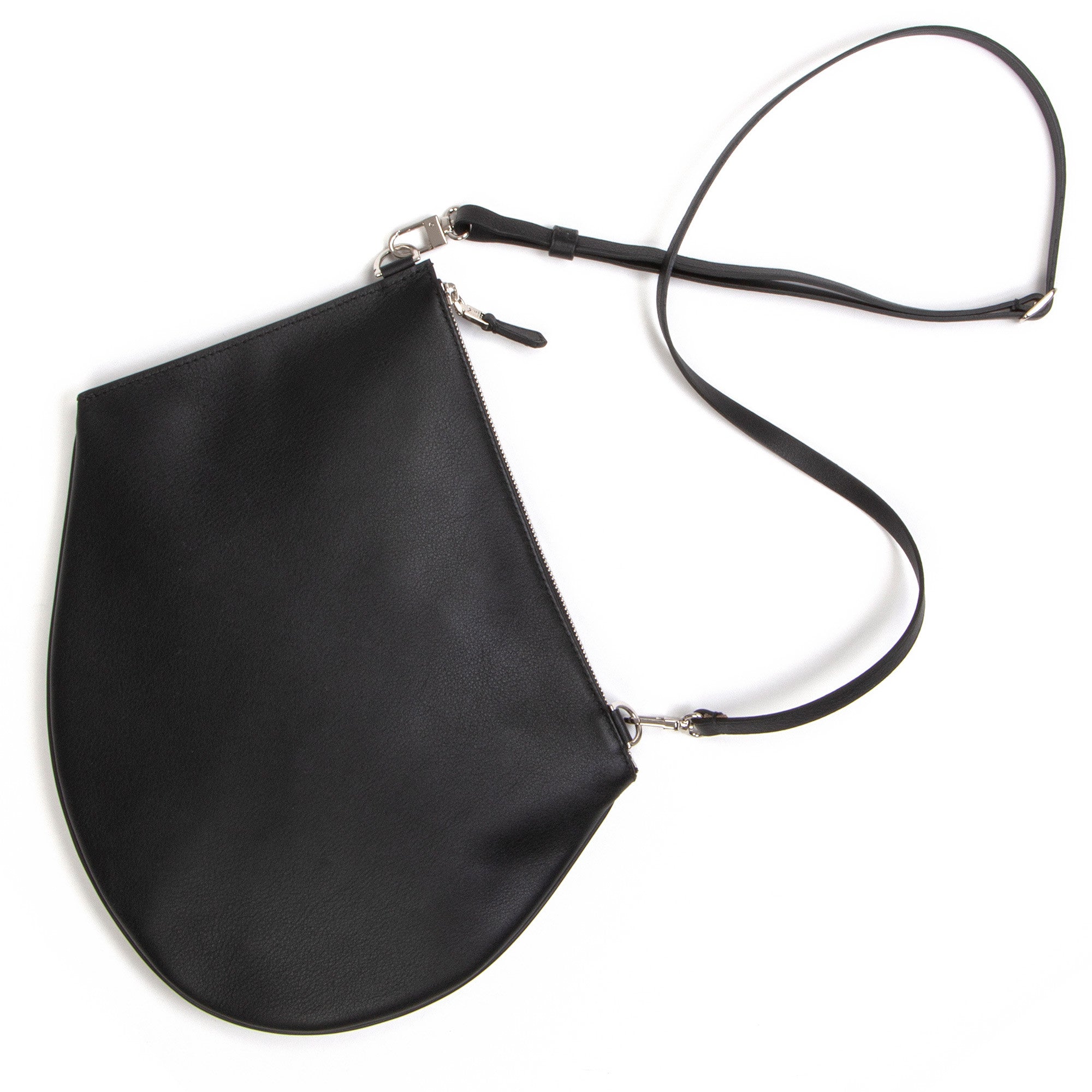 Pochette bandoulière - Zip XL - Cognac et noir