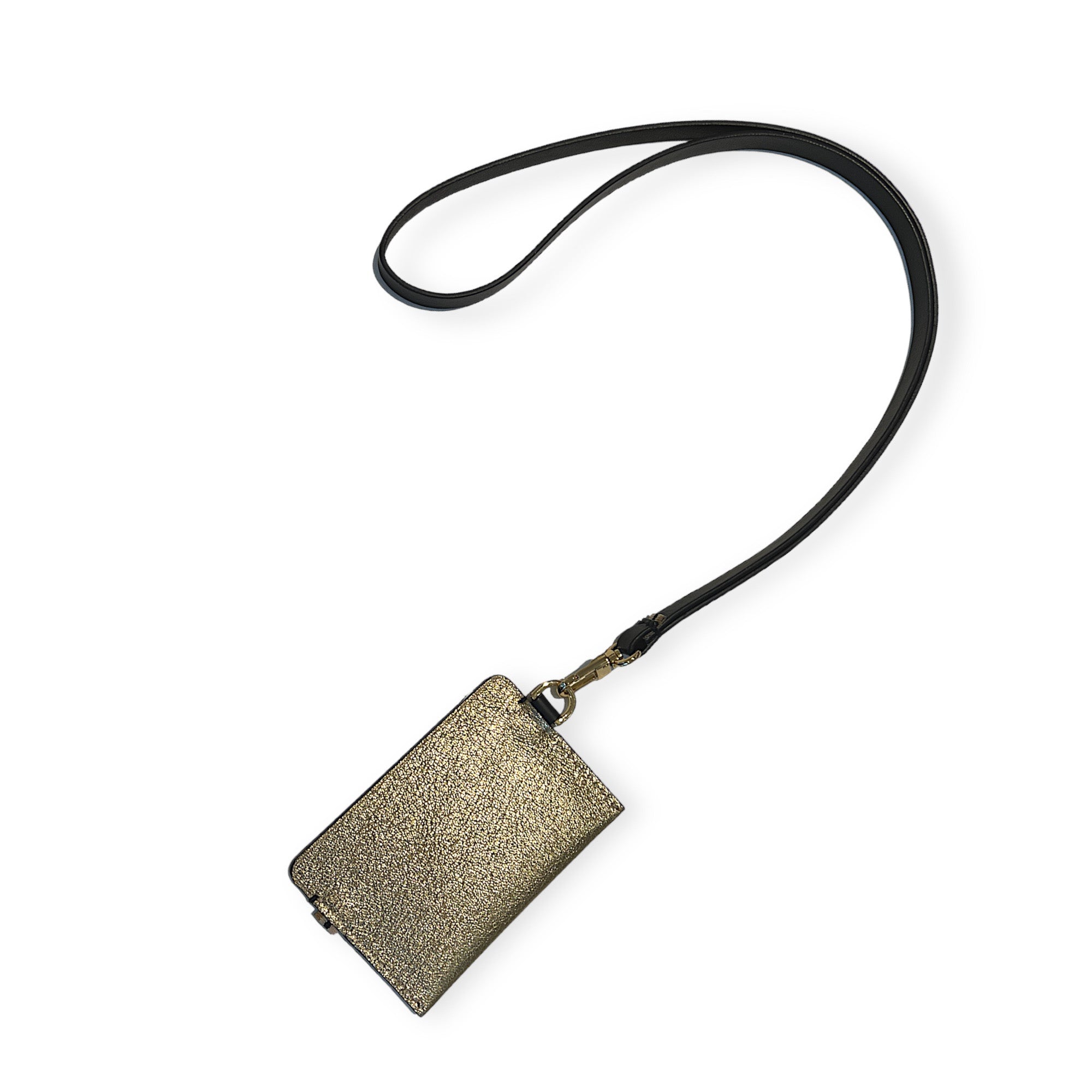 Neck-neck loop-black leather and gold hardware-with gold card holder -Marielaurencestevign