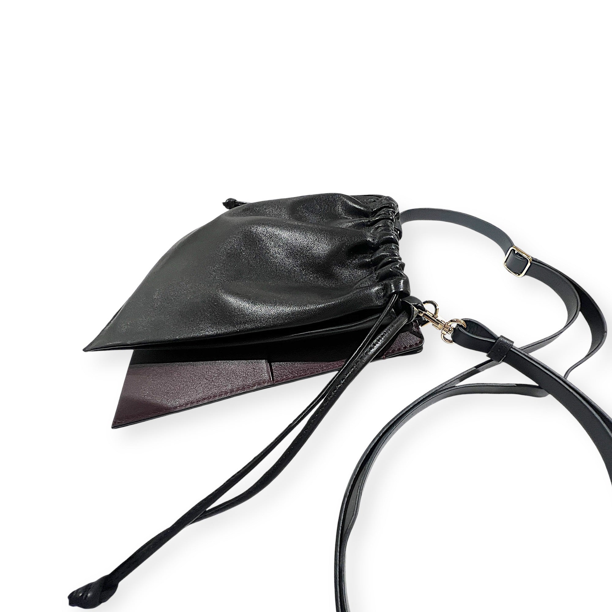 MARIELAURENCESTEVIGNY - burgundy- Phone bag with String pouch - back profile .JPG