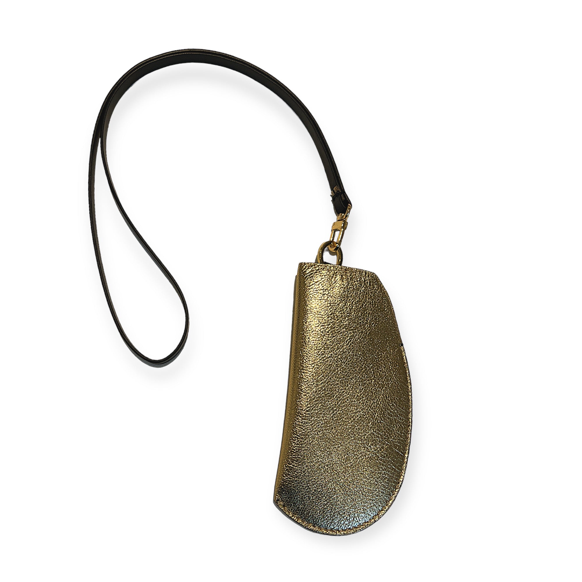 Neck-neck loop-black leather and gold hardware-with gold glasses case-Marielaurencestevign