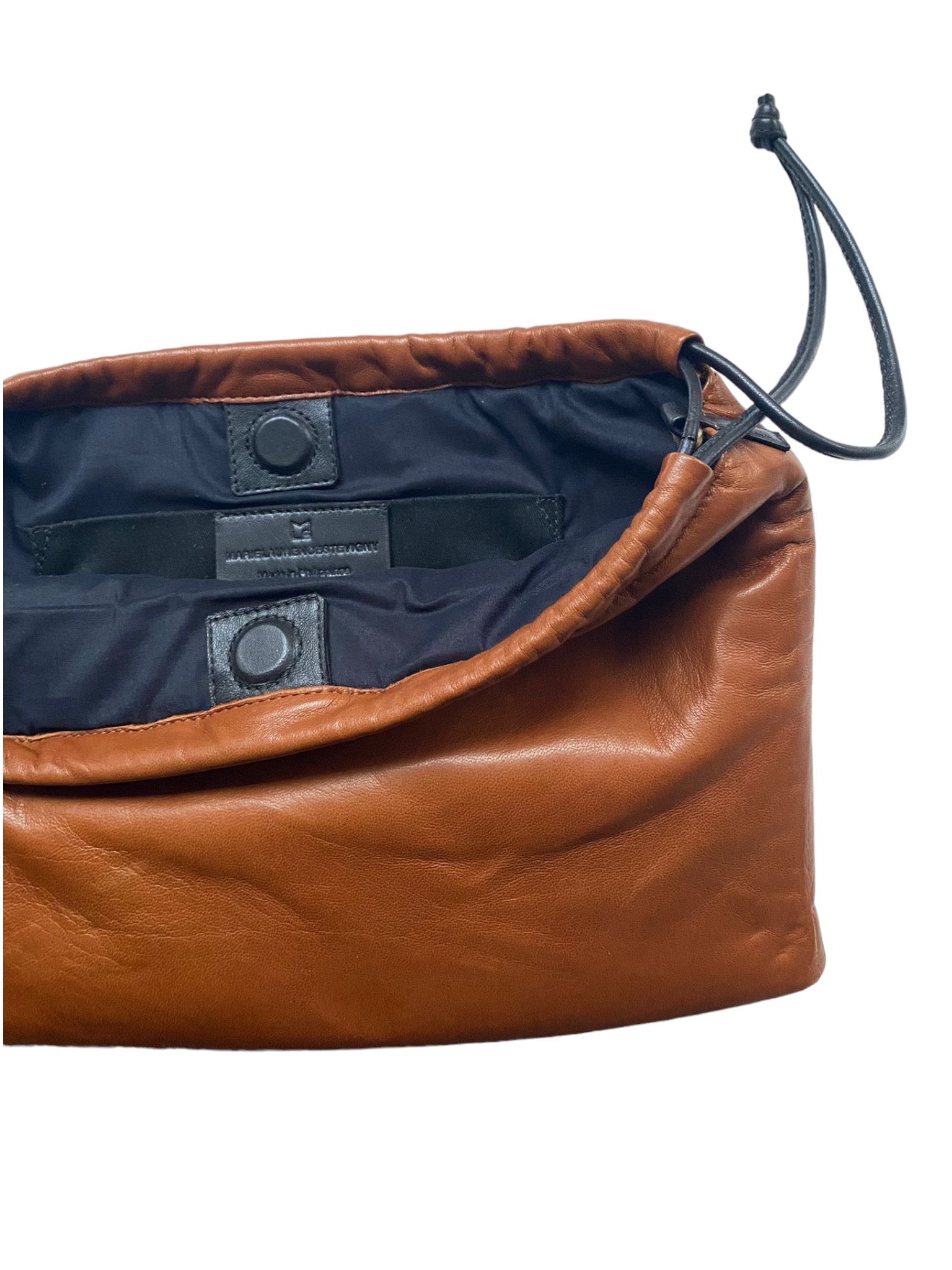 Pochette à lien de serrage - String medium - Cognac et noir