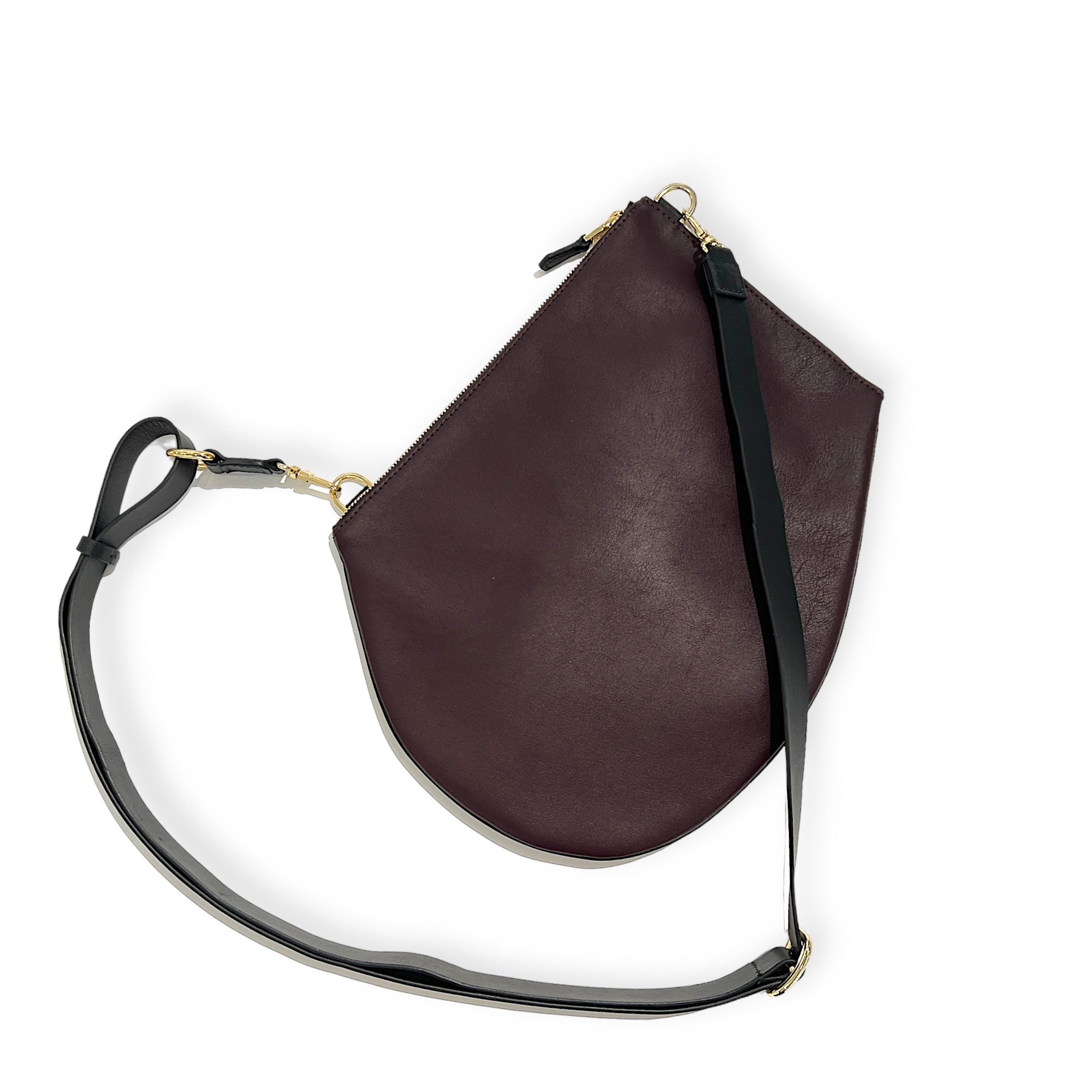 Pochette bandoulière - Zip XL - Bordeaux et finitions dorées