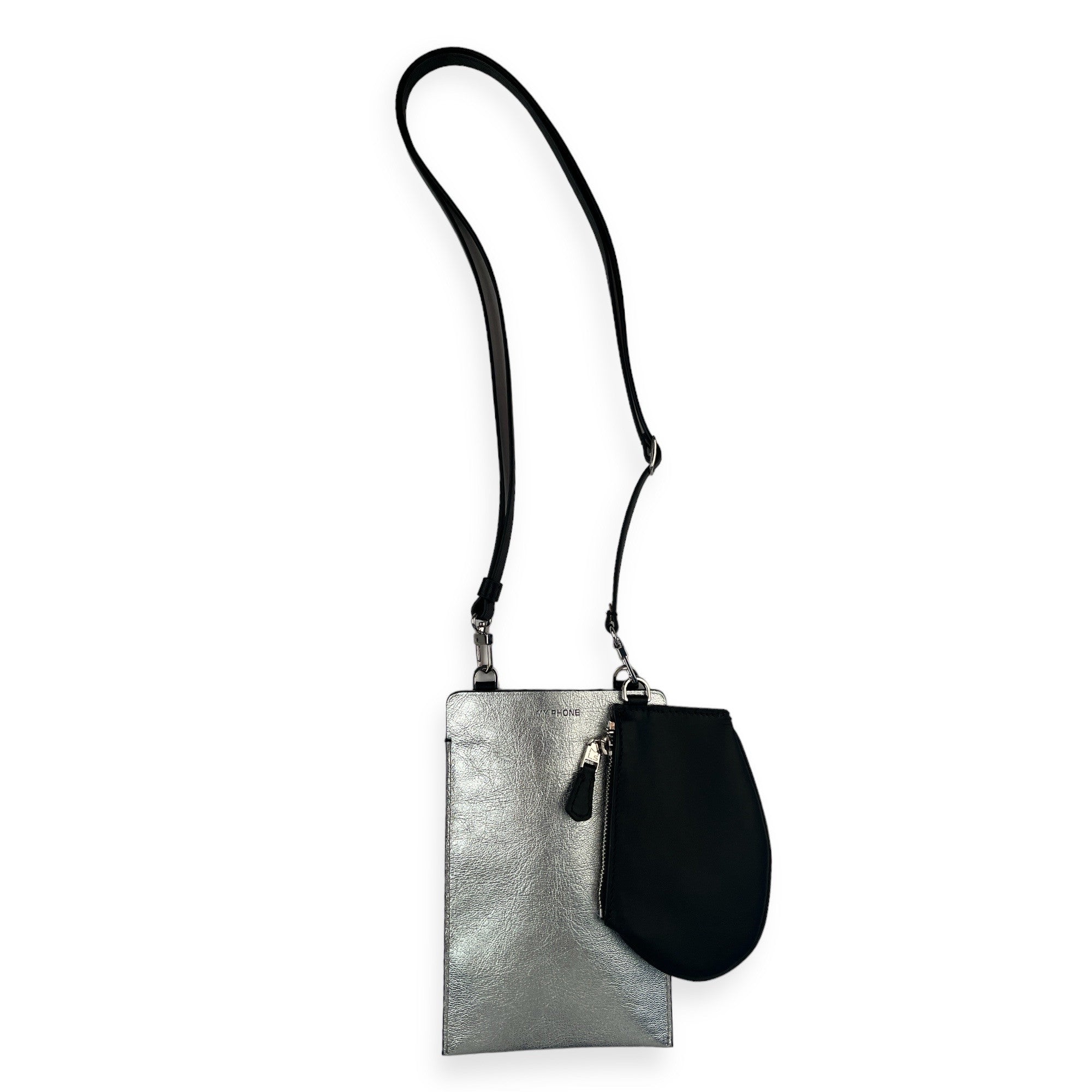 MLS-MarieLaurenceStevigny-Phonebag-silver-zip-micro-black.JPG