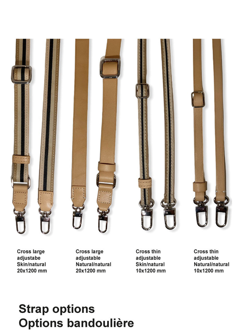 Fiche cross body straps options natural