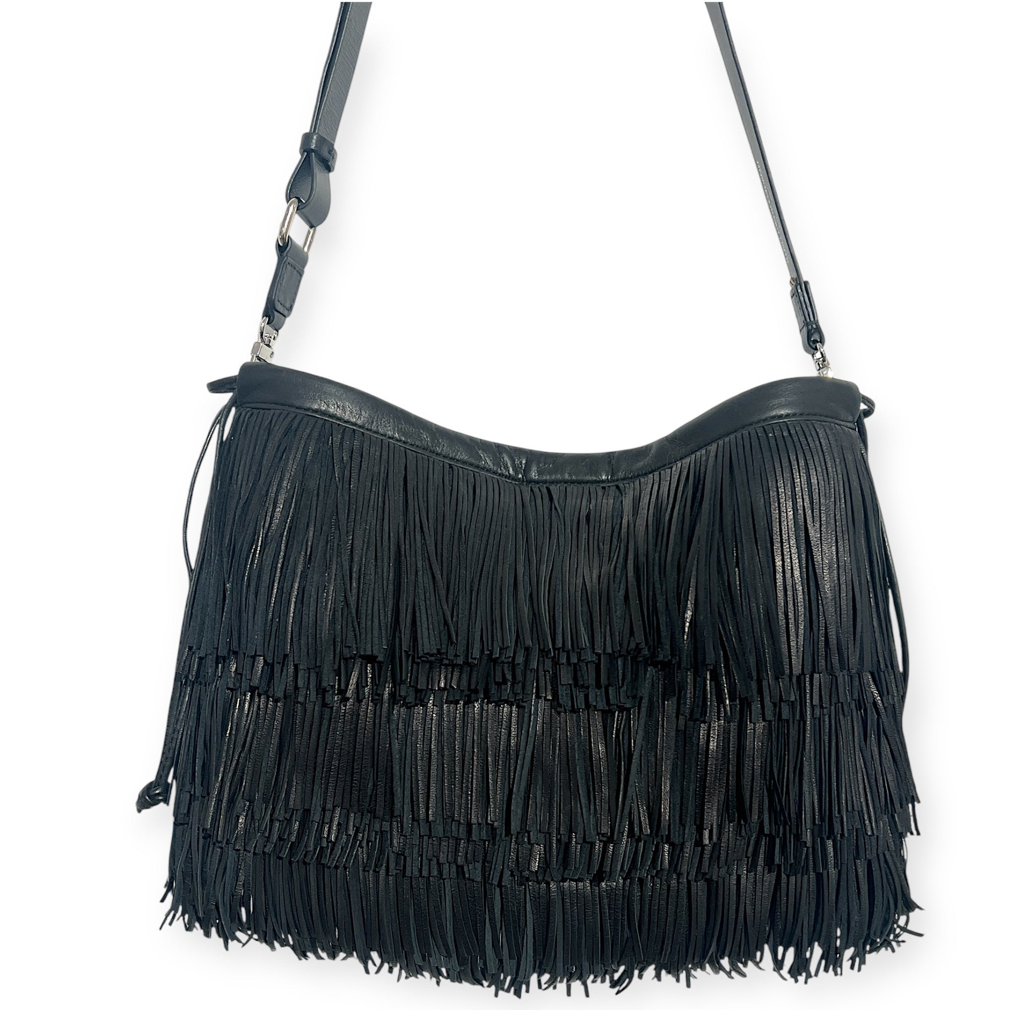 MARIELAURENCESTEVIGNY__String pouches maxi-black -fringes-packshoot with black strap.JPG