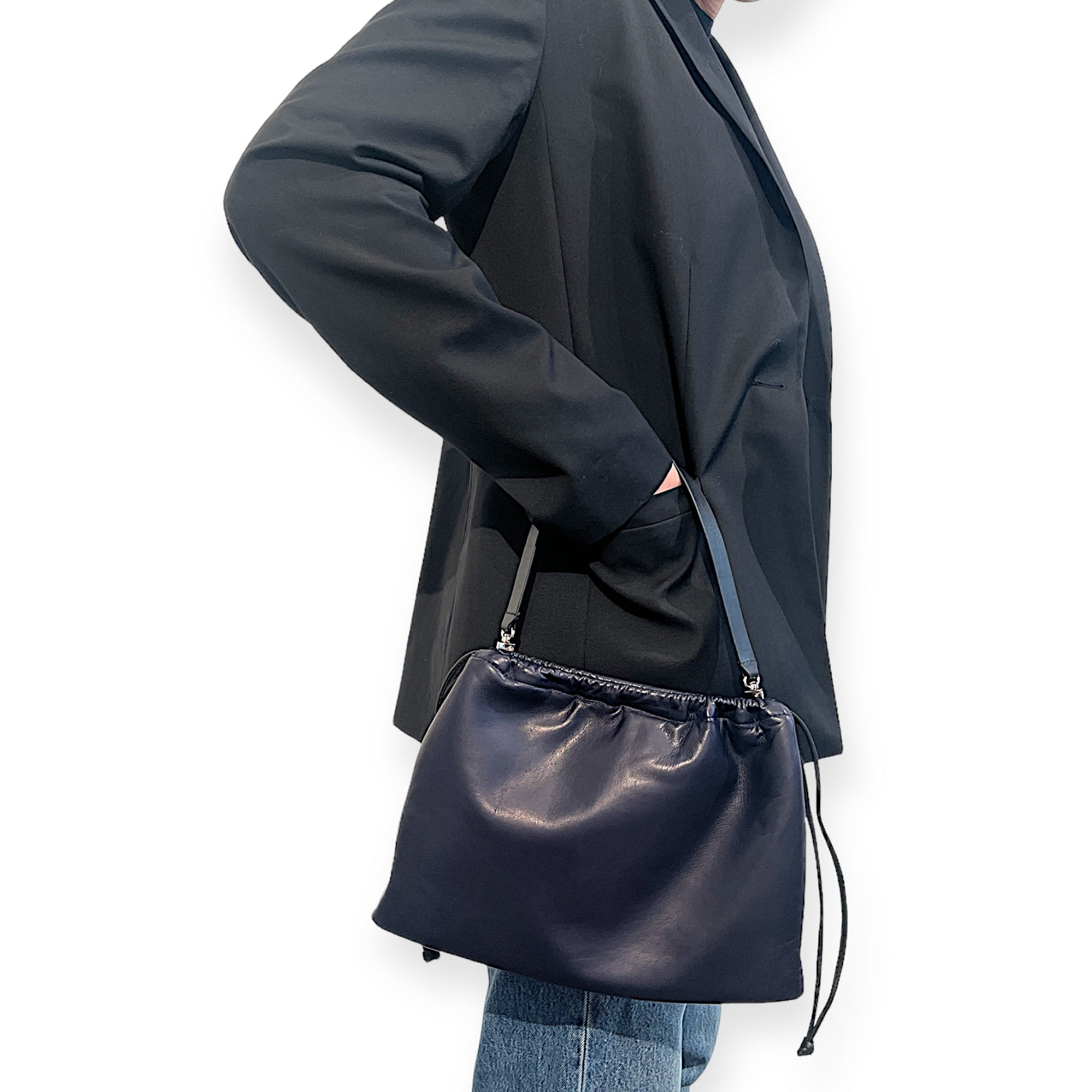Pochette à lien de serrage - String medium - Kaki et noir